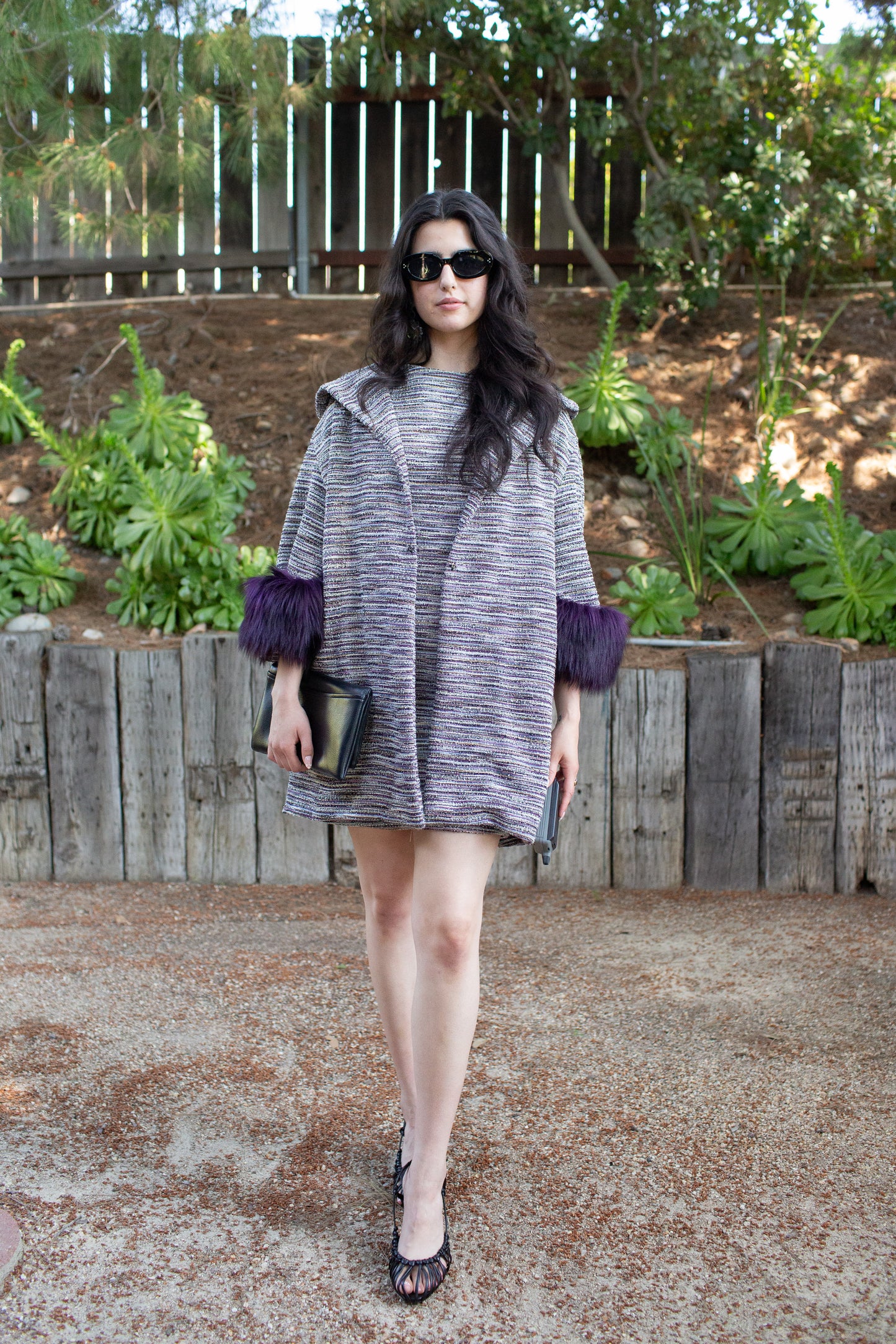 Penelope Swing Coat in Plum Horizon Boucle (PRE-ORDER)