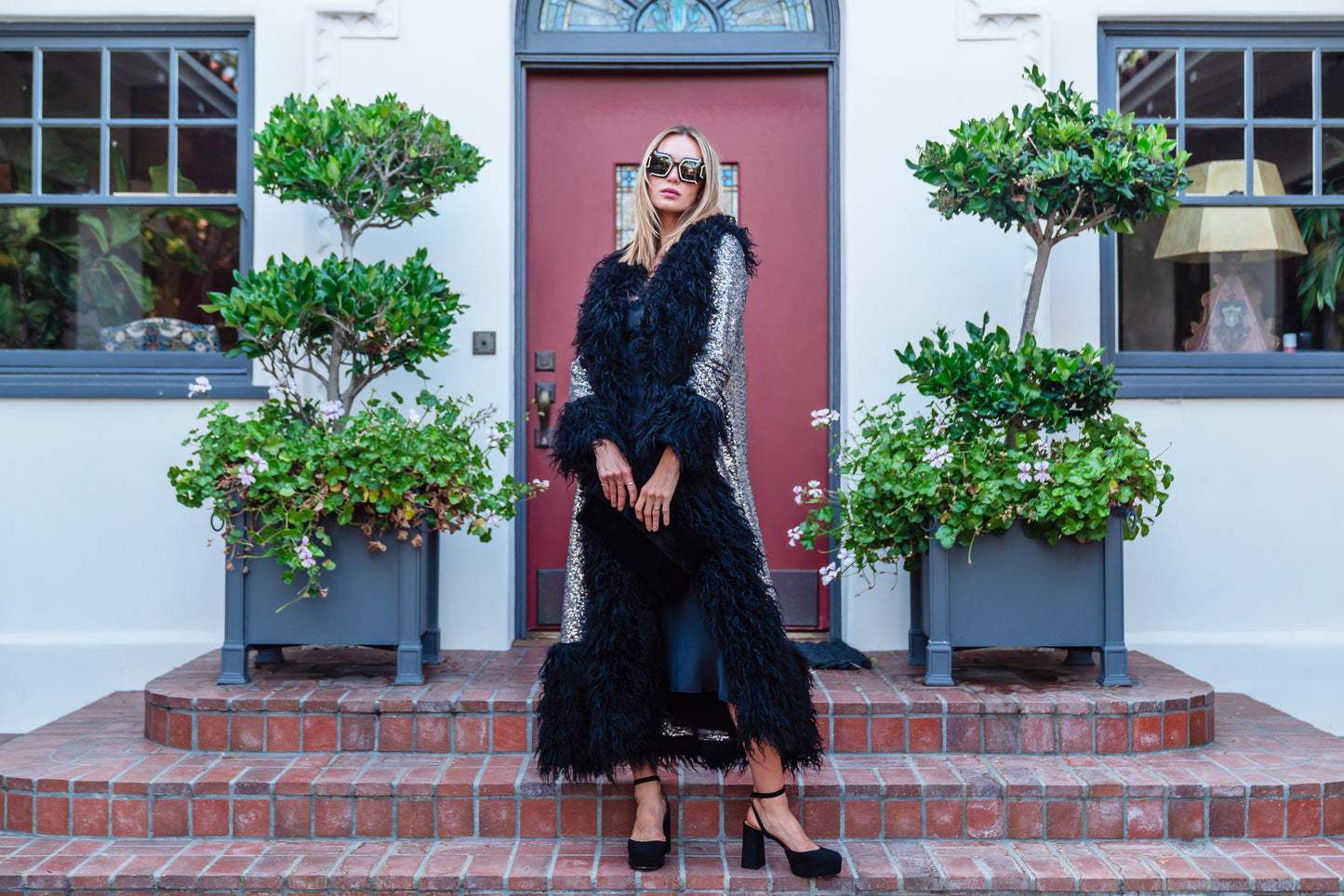 Penny Deluxe Buxom Gunmetal Faux Fur Jacket