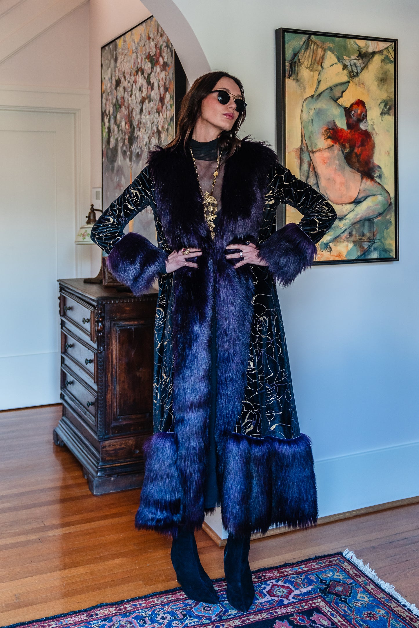 Penny Deluxe Le Lido Velvet Faux Fur Jacket