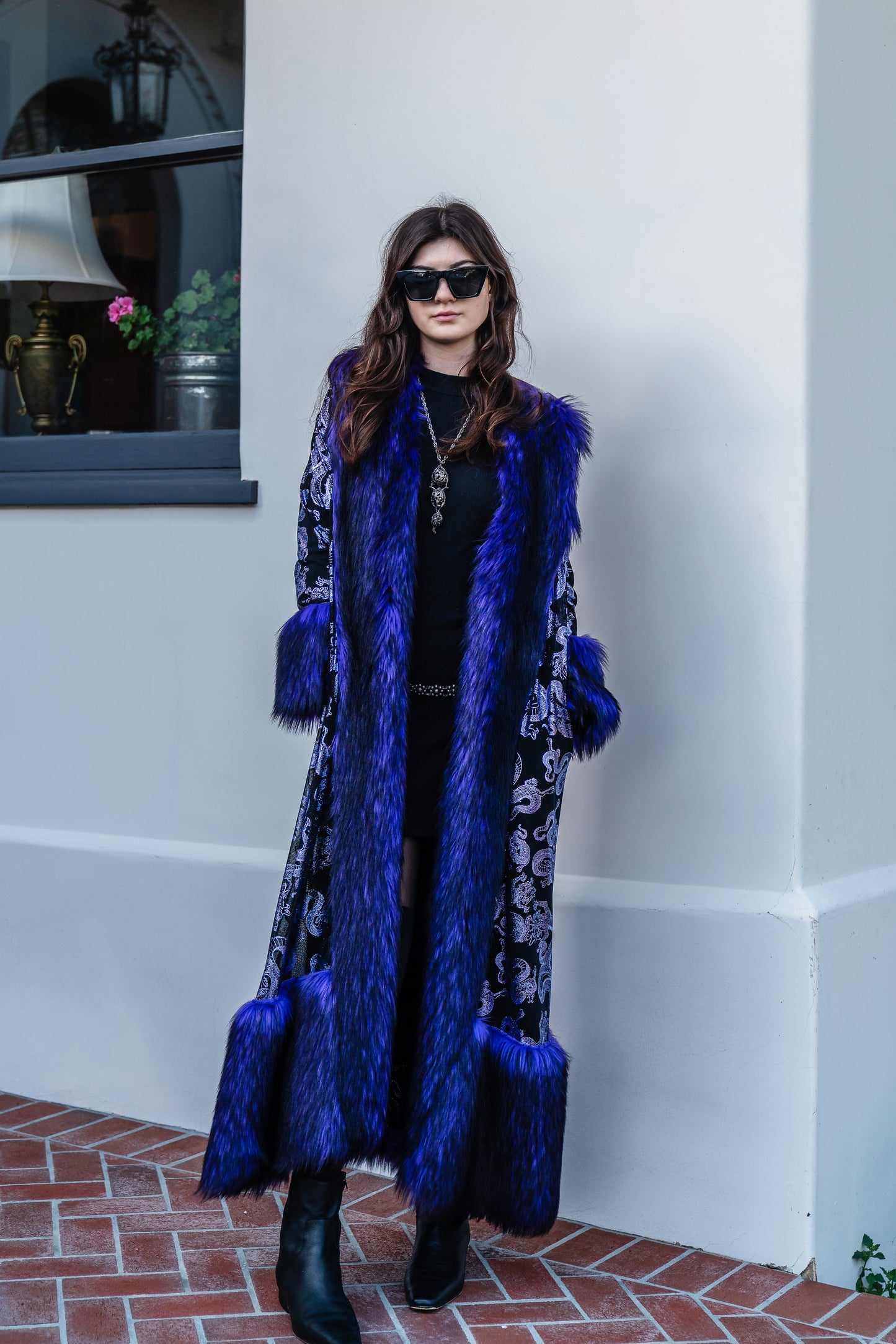 Penny Deluxe Nymeria Plum Faux Fur Coat