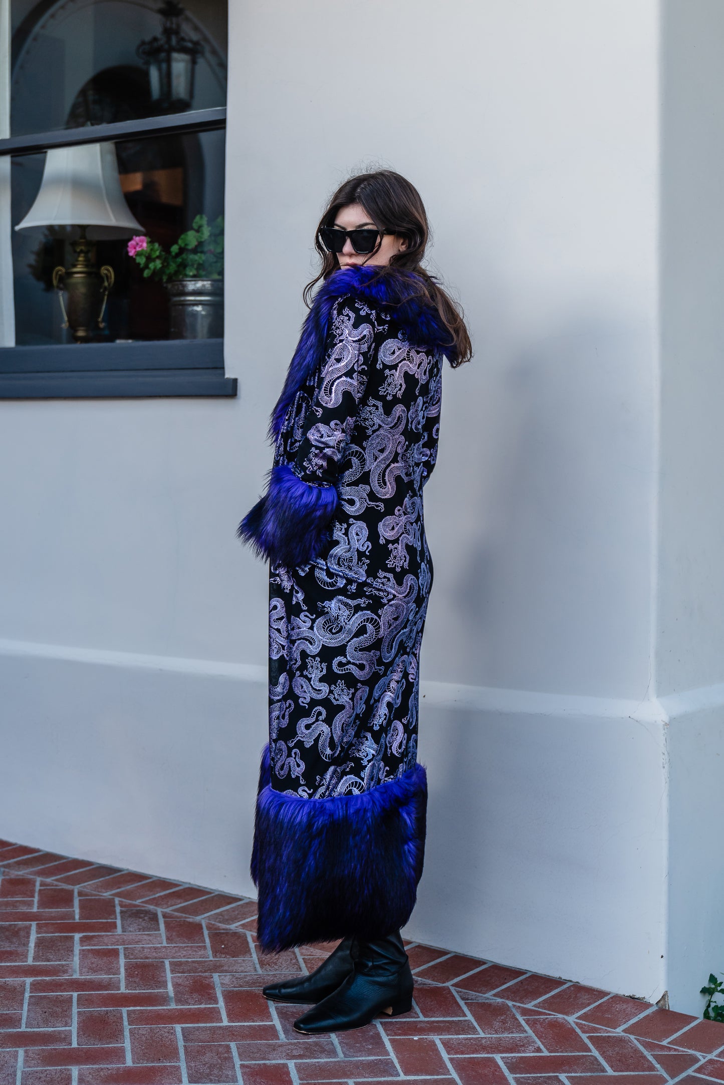 Penny Deluxe Nymeria Plum Faux Fur Coat