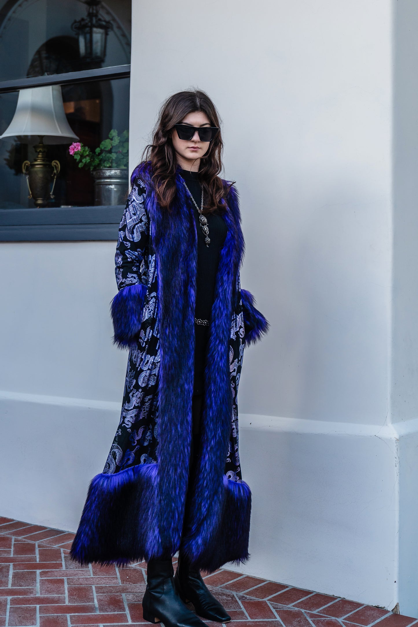 Penny Deluxe Nymeria Plum Faux Fur Coat