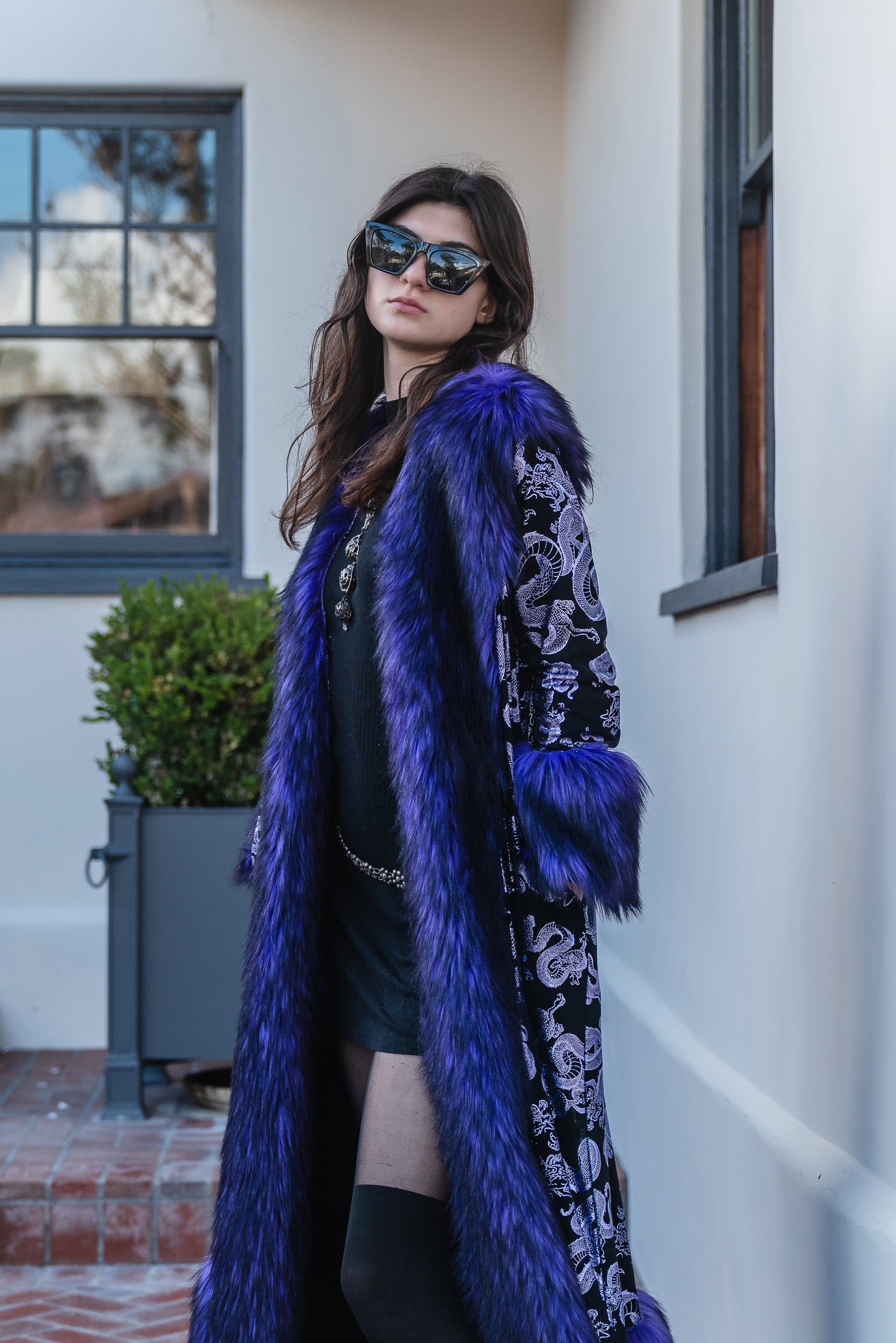 Penny Deluxe Nymeria Plum Faux Fur Coat
