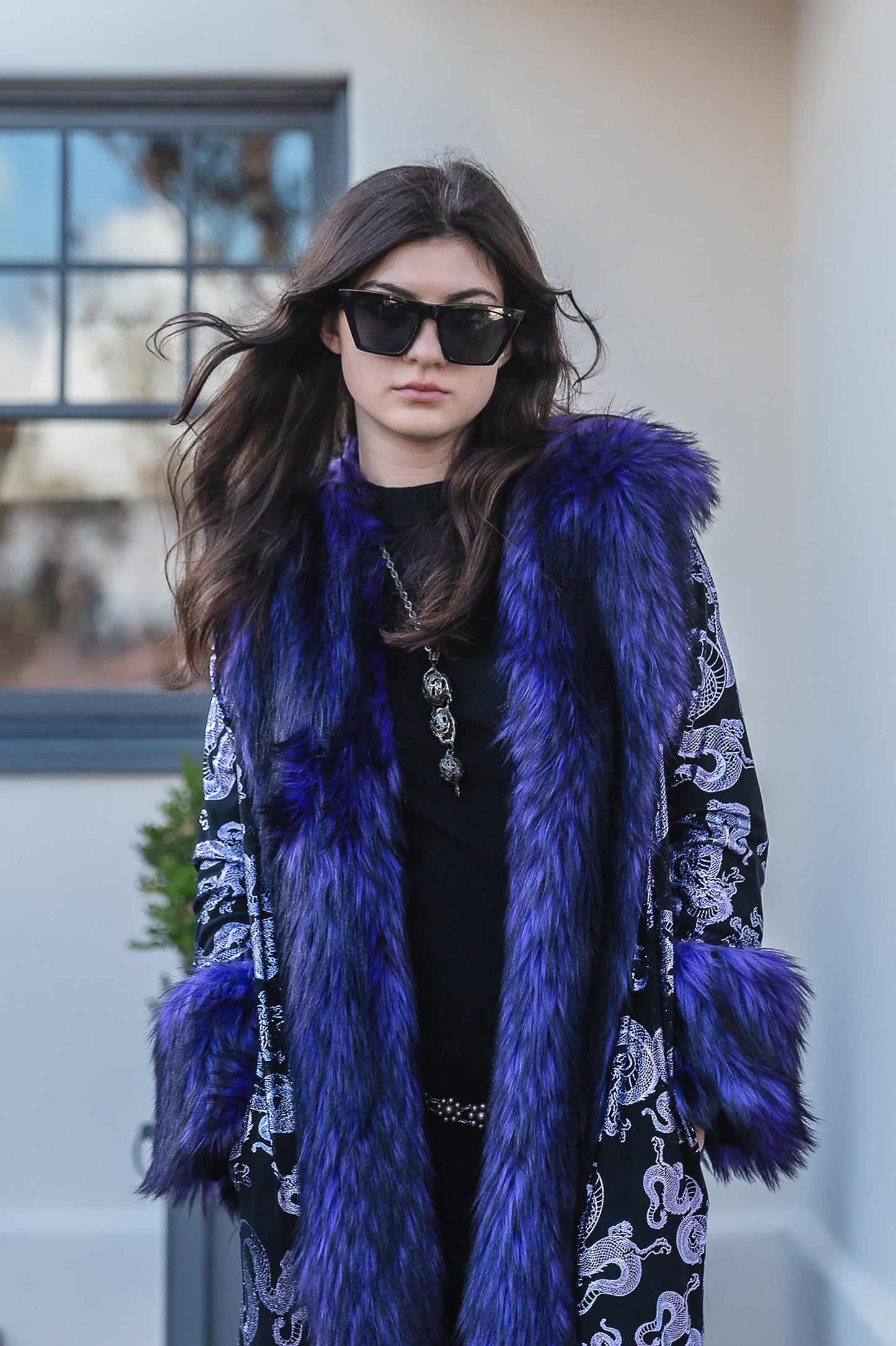 Penny Deluxe Nymeria Plum Faux Fur Coat