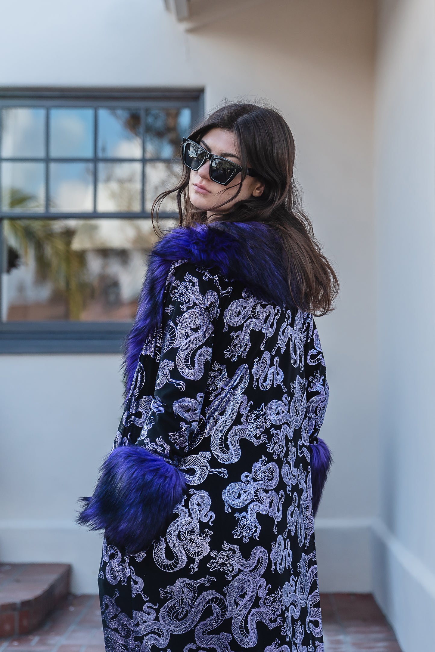 Penny Deluxe Nymeria Plum Faux Fur Coat
