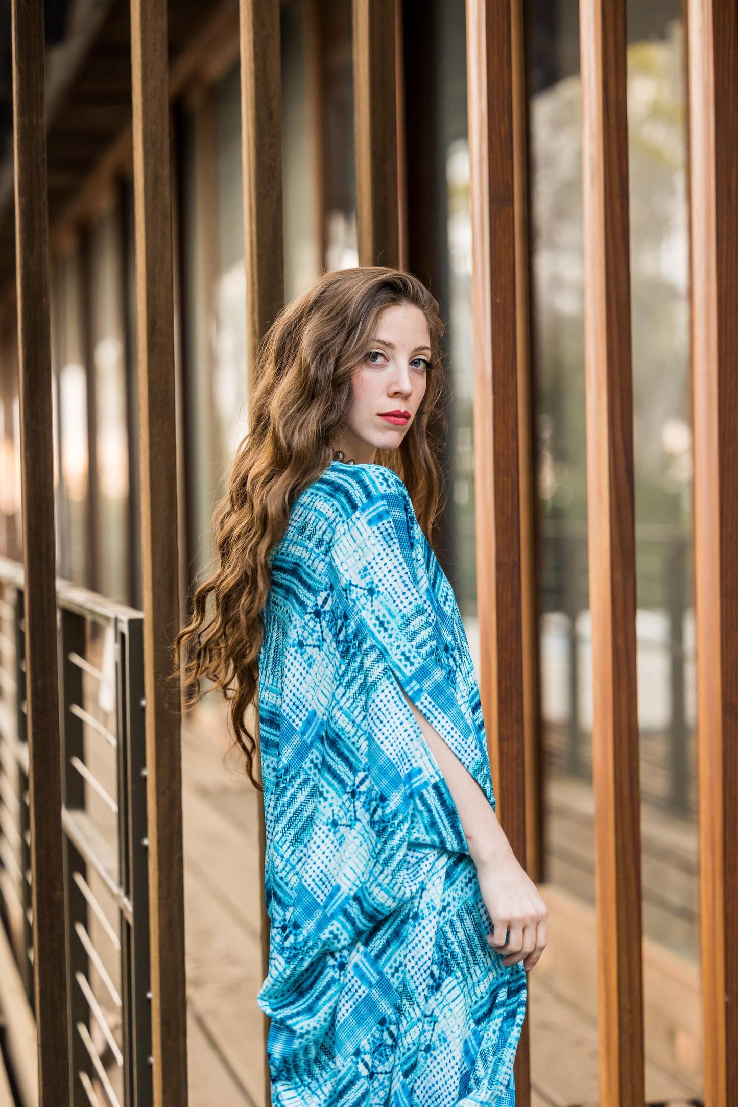 aquarius aqua blue tiki totem caftan kaftan alohacaftan tikioasis jennafergrace tikibar dress layering coverup unisex handmade jennafergrace