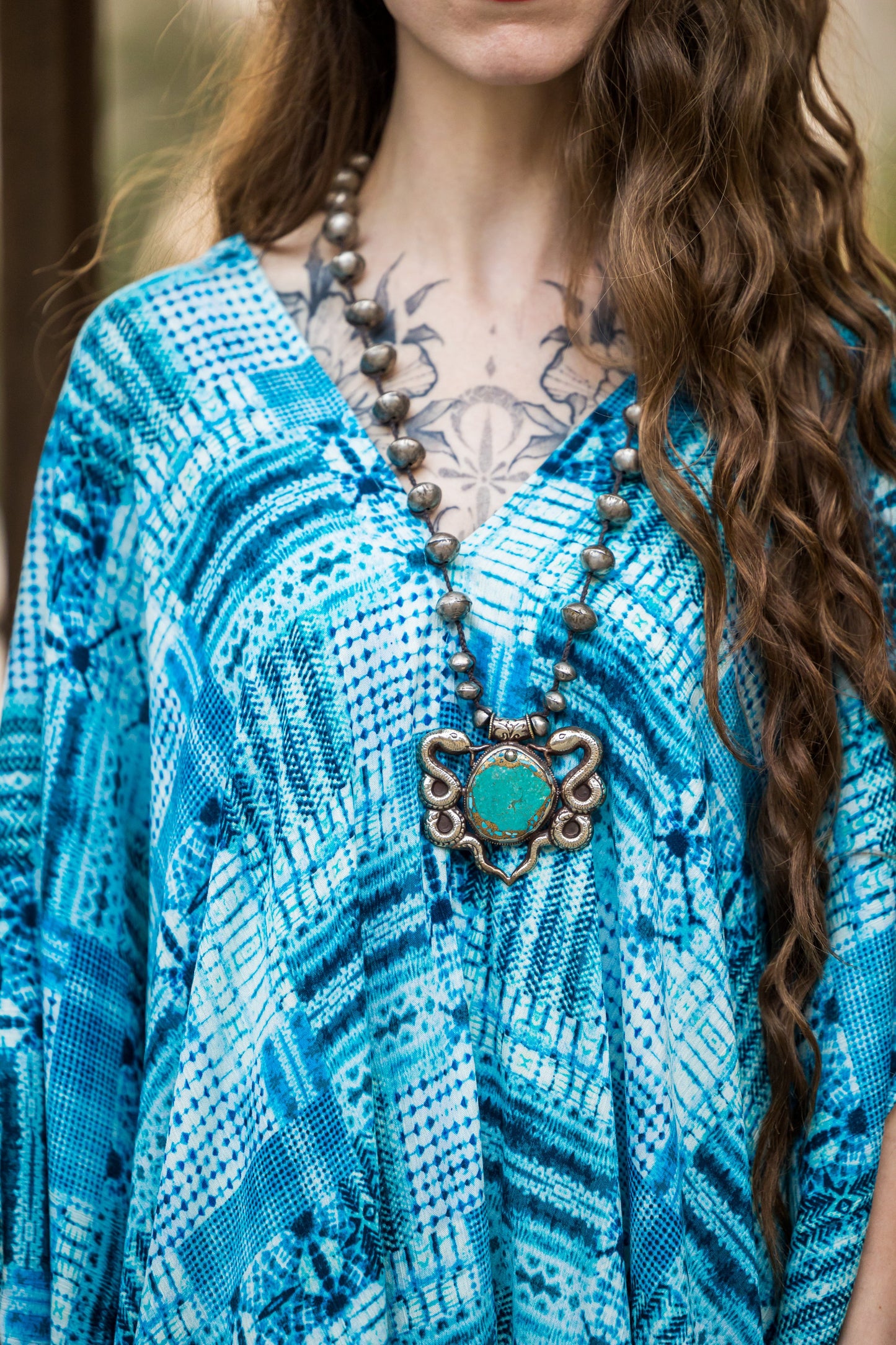 aquarius aqua blue tiki totem caftan kaftan alohacaftan tikioasis jennafergrace tikibar dress layering coverup unisex handmade jennafergrace