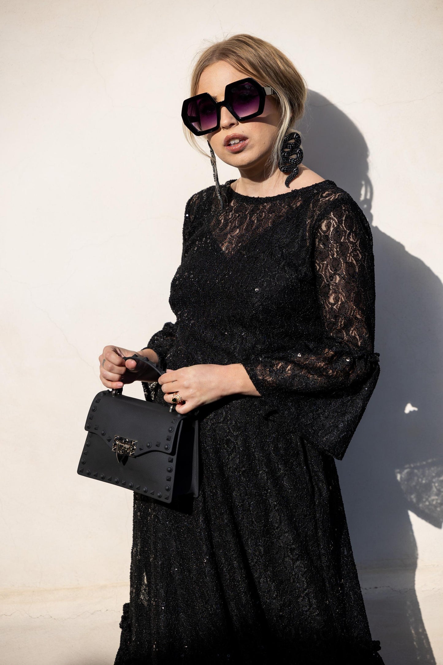 black, lace, ruffle, dress, maxi dress, handmade, madeinusa, jennafergrace
