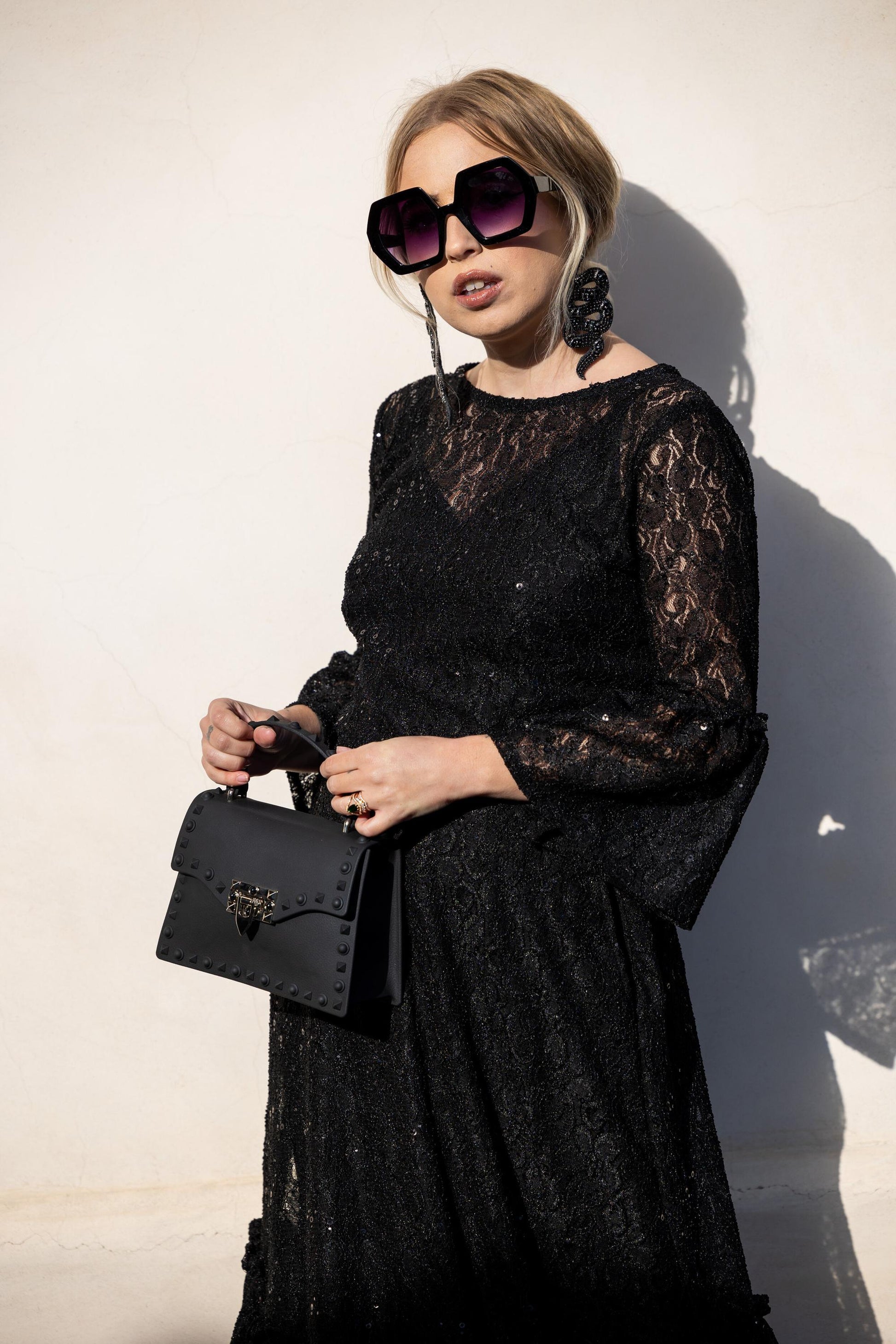 black, lace, ruffle, dress, maxi dress, handmade, madeinusa, jennafergrace