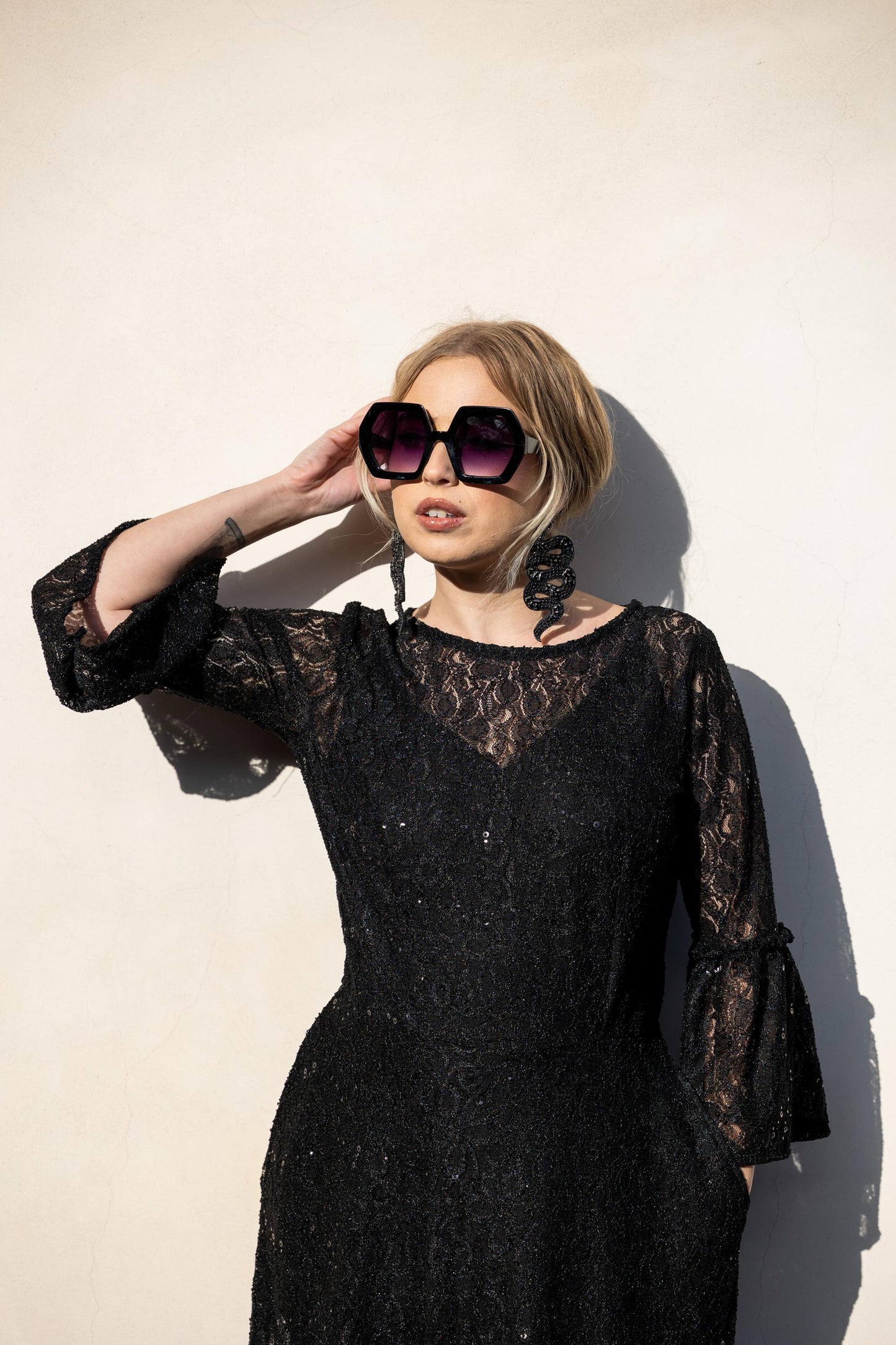 black, lace, ruffle, dress, maxi dress, handmade, madeinusa, jennafergrace