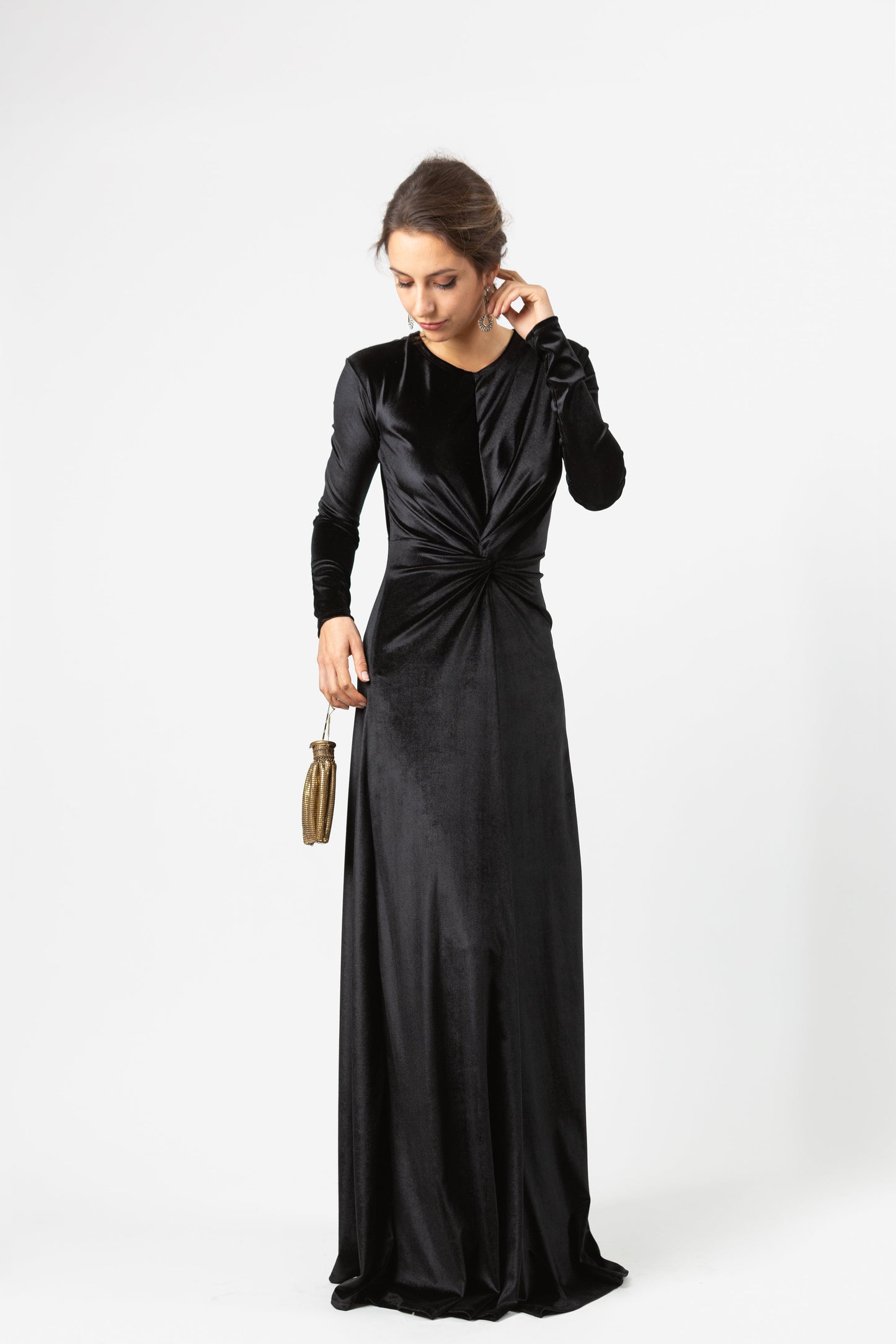 Black Velvet Knot Dress