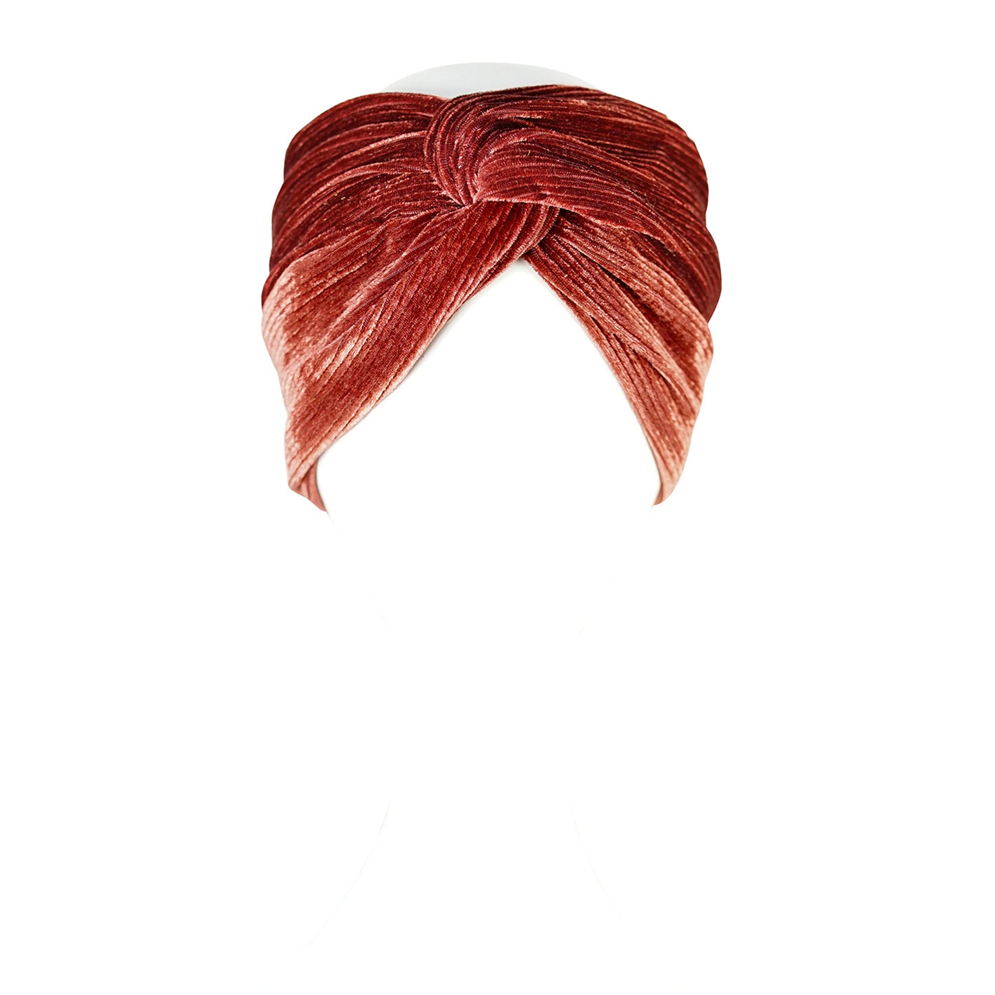 jennafer grace Burnt Sienna Ribbed Velvet Twist Headband turban turbanesque head band burnt umber rust copper titian tawny russet henna velvet velveteen boho bohemian hippie retro vintage 1920s 20s revival roaring twenties unisex handmade in california usa