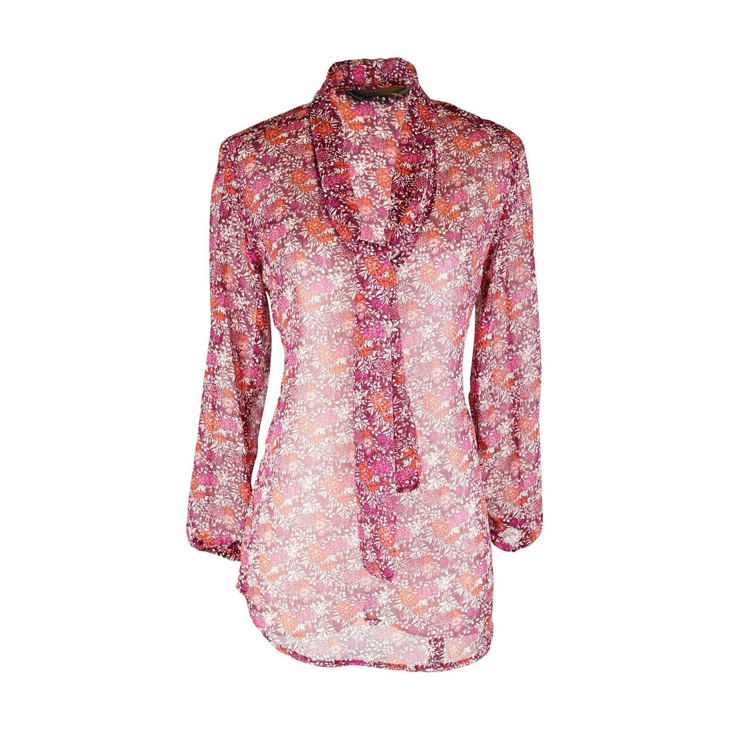 jennafer grace tie front pussybow secretary blouse top floral pink red fuchsia boho bohemian hippie unisex handmade