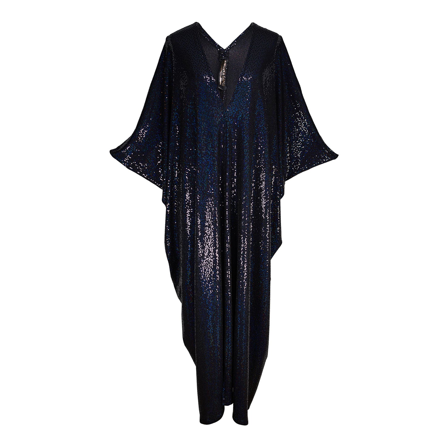 jennafer grace Disco Nights sequin caftan midnight blue black sequined kaftan mumu shift dress coverup studio 54 inspired retro 1970s 70s revival old hollywood glam glamourous nightlife boho bohemian hippie beach resort spa lounge loungewear layering unisex handmade in California USA
