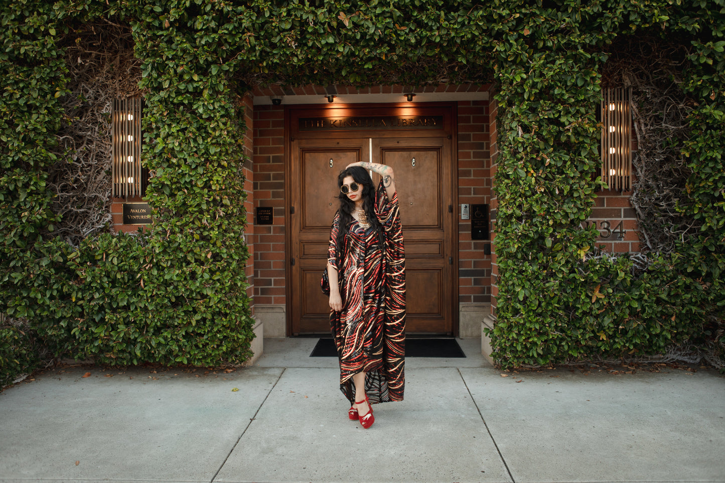 jennafer grace Esmeralda Sequined caftan shiny shimmery glittering red gold silver art deco sequin kaftan mumu shift dress coverup casual boho bohemian hippie beach resort spa lounge loungewear layering unisex handmade in California USA