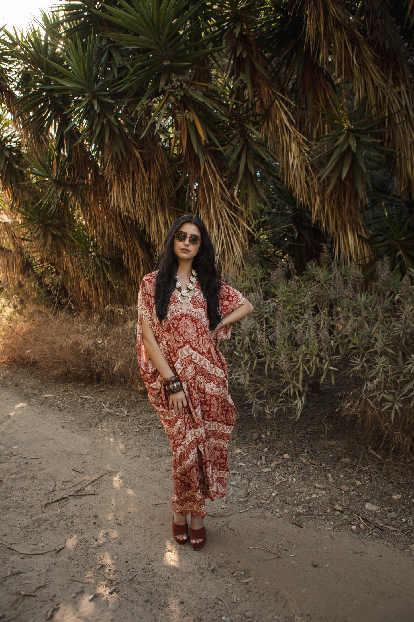 jennafer grace Harissa Paisley caftan red white striped paisley print kaftan mumu shift dress coverup casual boho bohemian hippie beach resort spa lounge loungewear layering unisex handmade in California USA