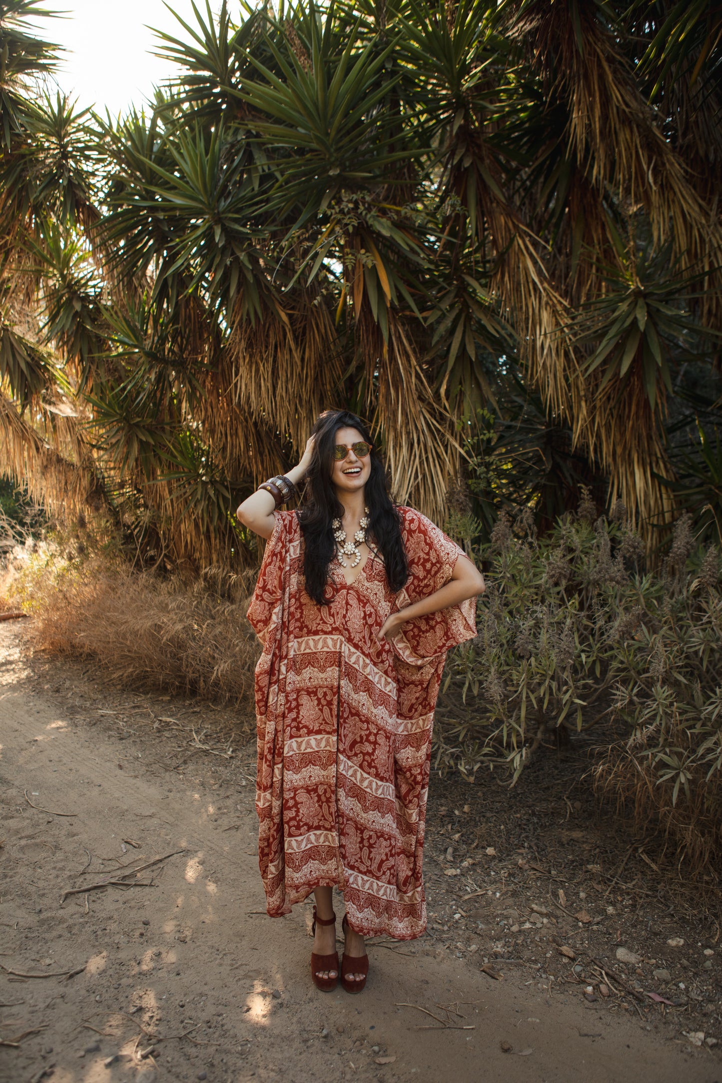 jennafer grace Harissa Paisley caftan red white striped paisley print kaftan mumu shift dress coverup casual boho bohemian hippie beach resort spa lounge loungewear layering unisex handmade in California USA