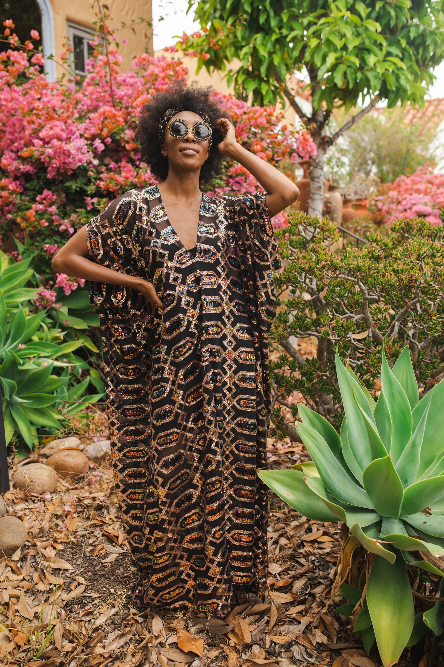 jennafer grace Lexicon caftan gold violet purple fuchsia pink black art deco inspired 1920s revival 20s retro sequin kaftan mumu shift dress coverup casual boho bohemian hippie beach resort spa lounge loungewear layering unisex handmade in California USA