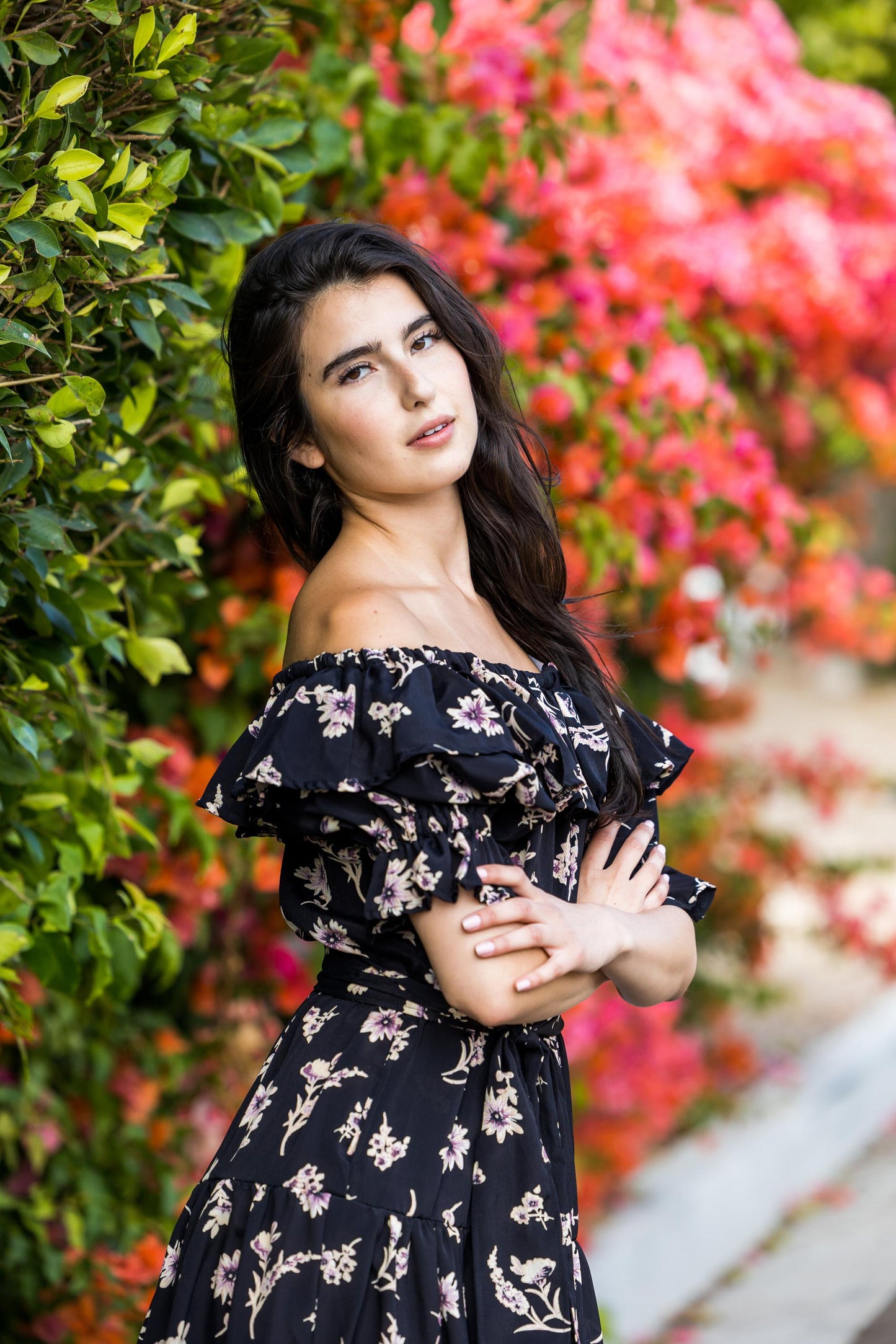 black, floral, ruffle, ruffle dress, off the shoulder, flowy, tiered, boho, jennafergrace, handmade, madeinusa