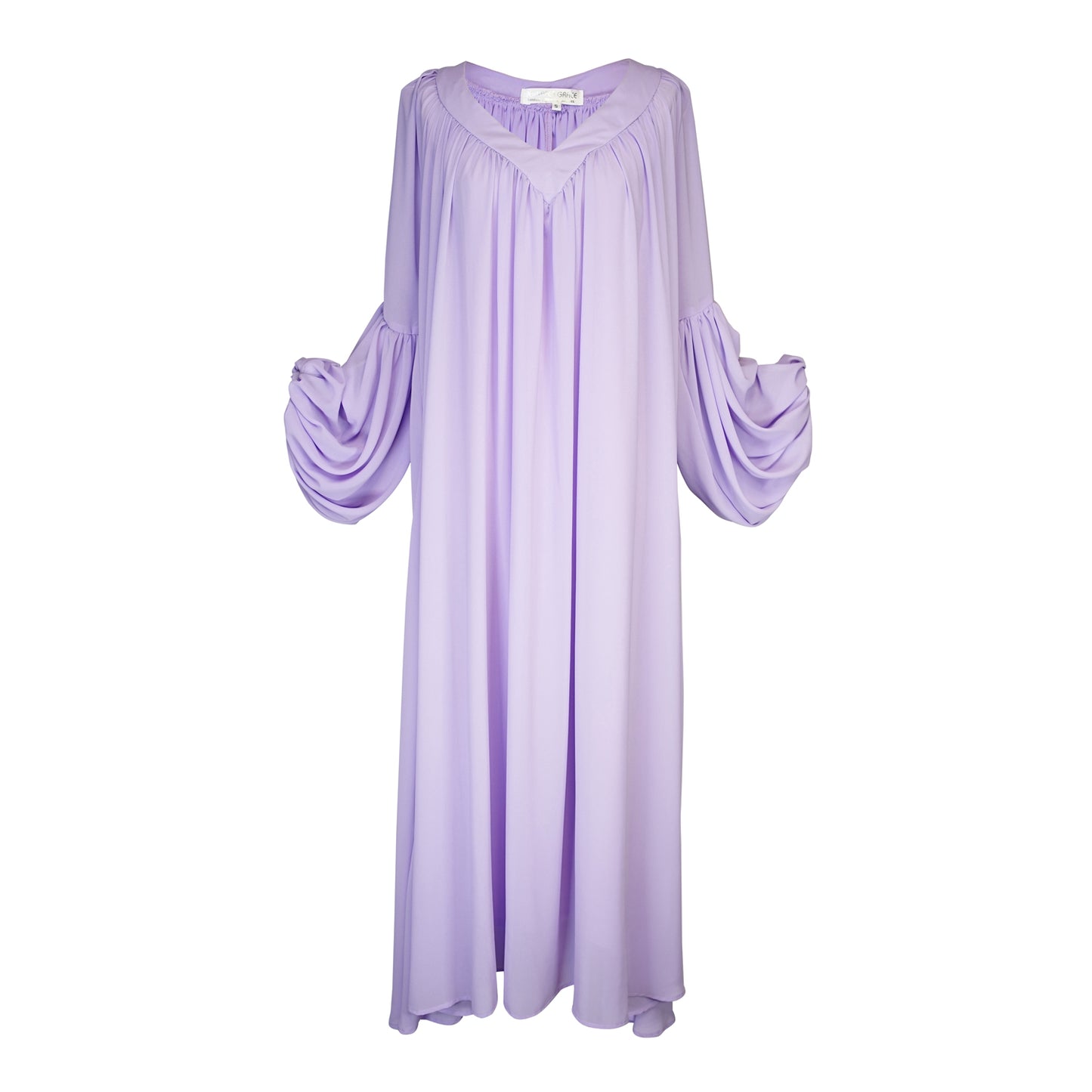 Lilac Stardust maxi dress volume bishop sleeve balloon sleeve voluminous circle skirt boho bohemian hippie romantic whimsical lavender pastel purple fairytale gown summer holiday dress jennafer grace unisex handmade in callifornia usa