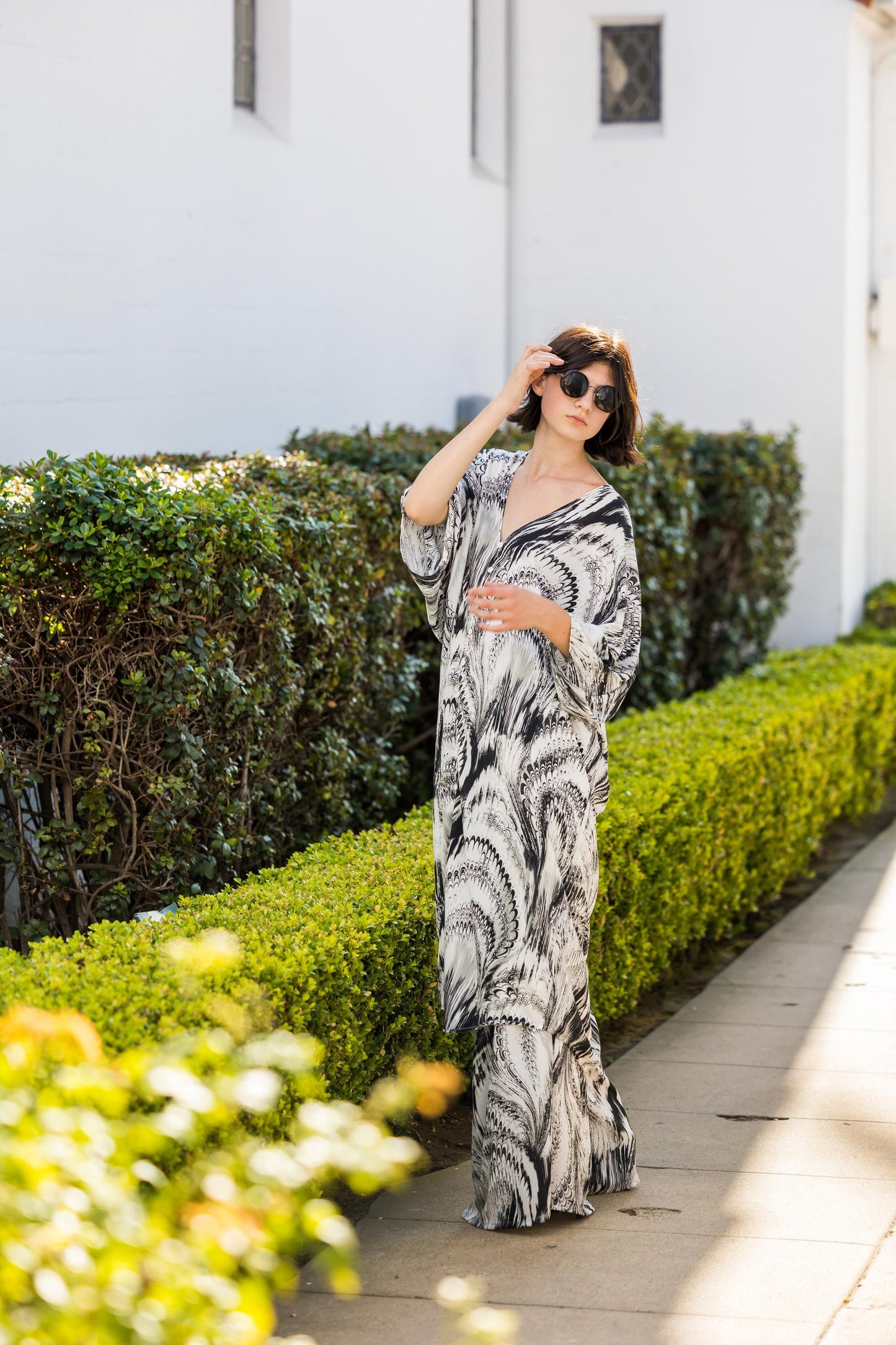 jennafer grace caftan set lounge resort beach flowy hippie boho bohemian romantic whimsical retro handmade pant set