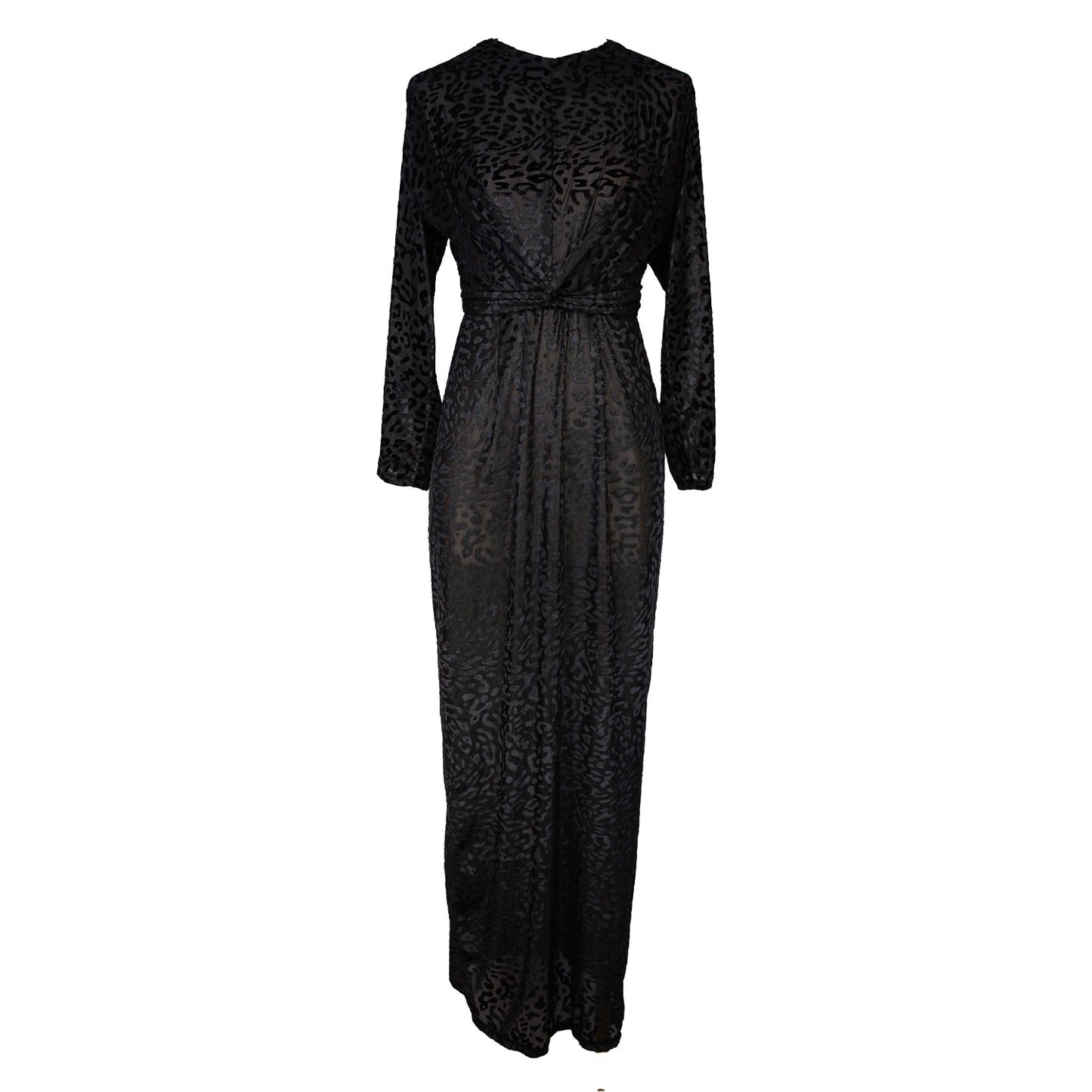 jennafer grace Of the Night twist dress black leopard panther print burnout velvet old hollywood glam evening dress goth gothic pinup boho bohemian batwing cocktail party evening dress gown handmade in California USA
