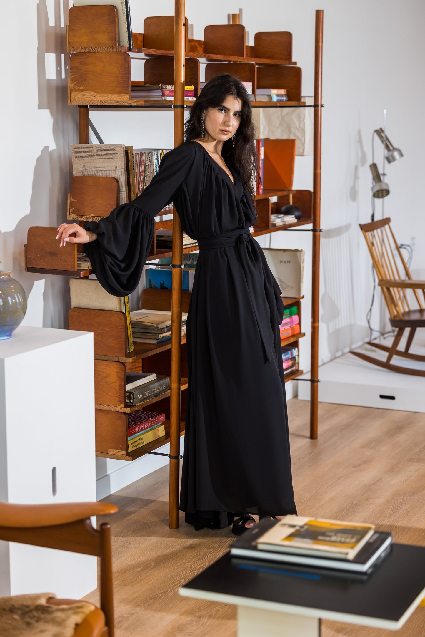 onyx stardust maxi dress volume bishop sleeve balloon sleeve voluminous circle skirt gothic boho goth bohemian hippie romantic whimsical dark fairytale gown european vacation dress unisex handmade in callifornia usa jennafer grace