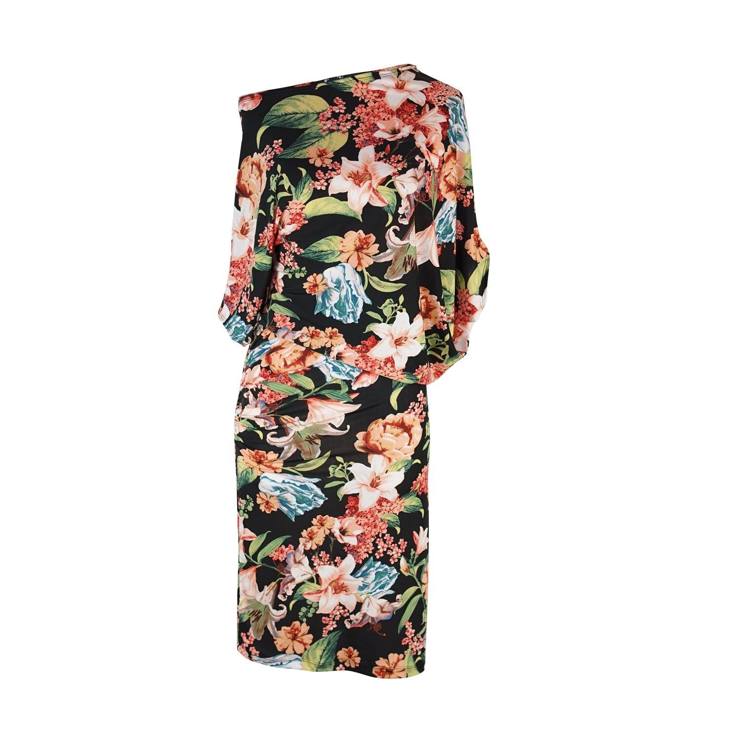 jennafer grace angle dress off shoulder one shoulder boat neck midi simple sexy 80s floral print dress handmade