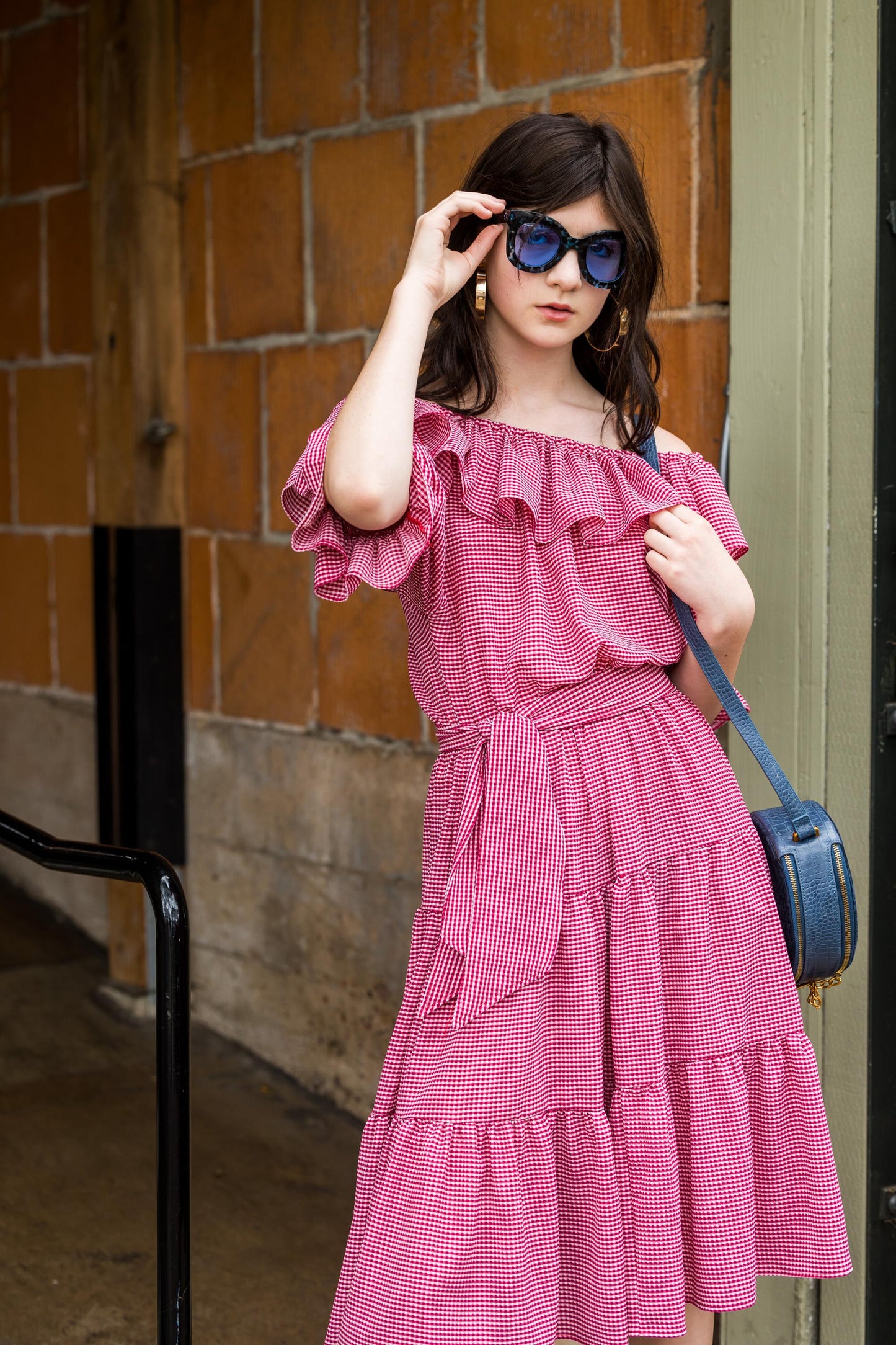 red, parque, ruffle, ruffle dress, off the shoulder, flowy, tiered, boho, jennafergrace, handmade, madeinusa