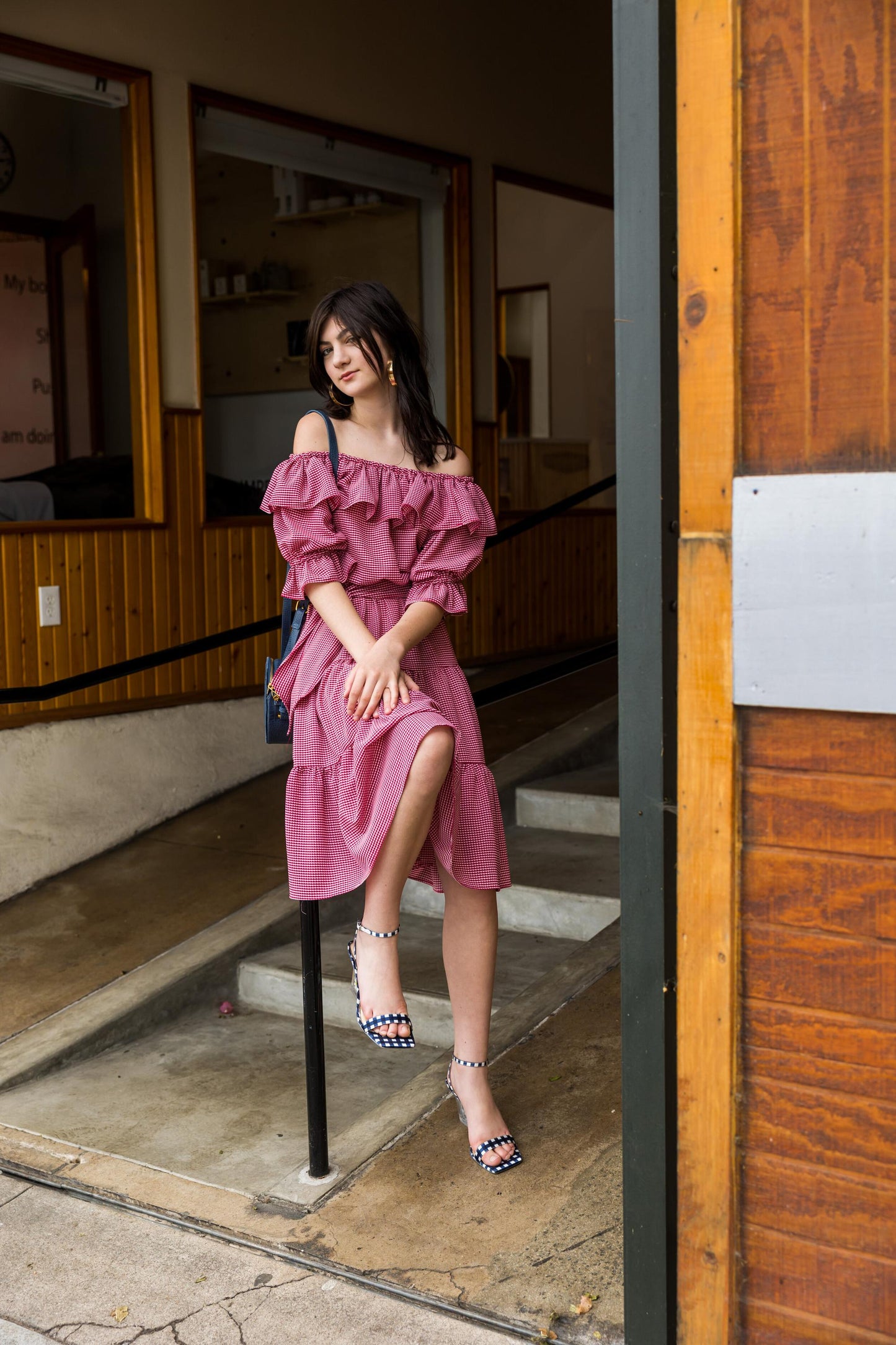 red, parque, ruffle, ruffle dress, off the shoulder, flowy, tiered, boho, jennafergrace, handmade, madeinusa