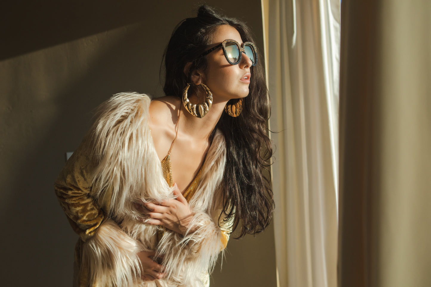 jennafer grace Champagne velvet deluxe penny lane faux fur duster jacket coat almost famous klaus hargreeves yellow gold deadstock velvet ivory fur boho bohemian hippie romantic whimsical retro opera coat 70s revival 1970s unisex handmade in California USA