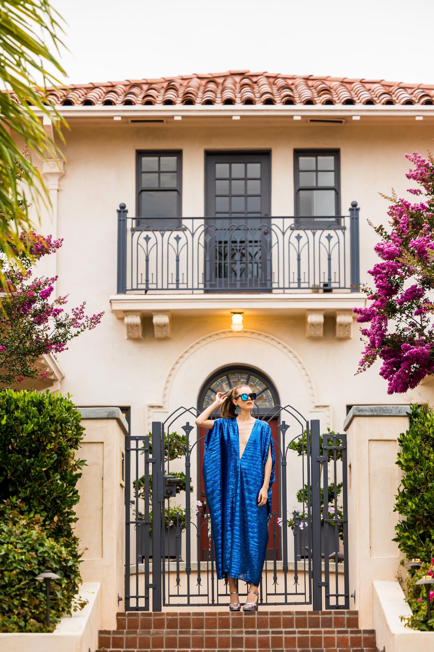 royal blue cobalt caftan kaftan alohacaftan jennafergrace handmade california everyday luxe glam sparkle sequin