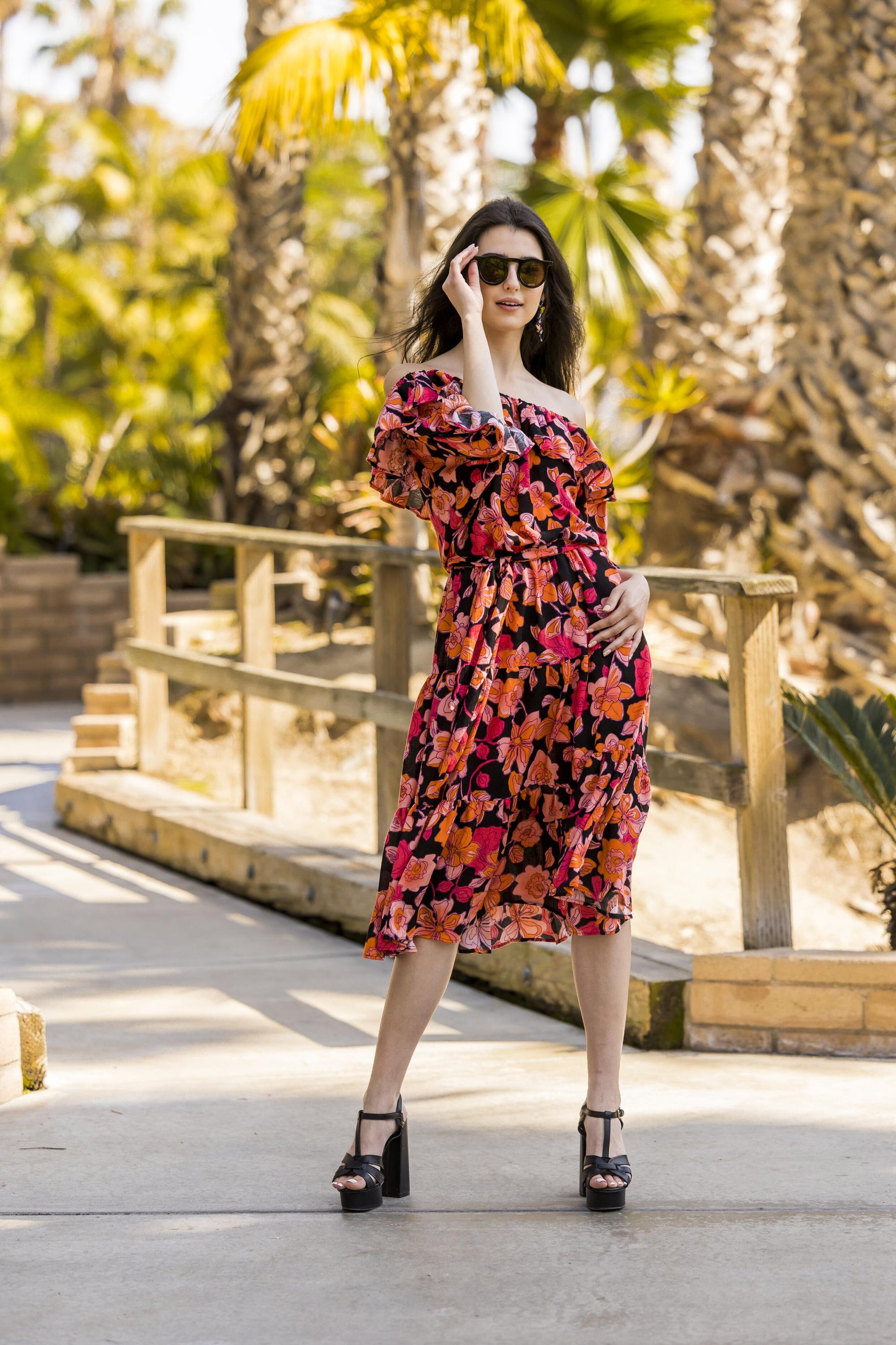 Triana, Veranda Dress, red, black, ruffles, flowy, tiered, floral, boho, jennafergrace, handmade, madeinusa