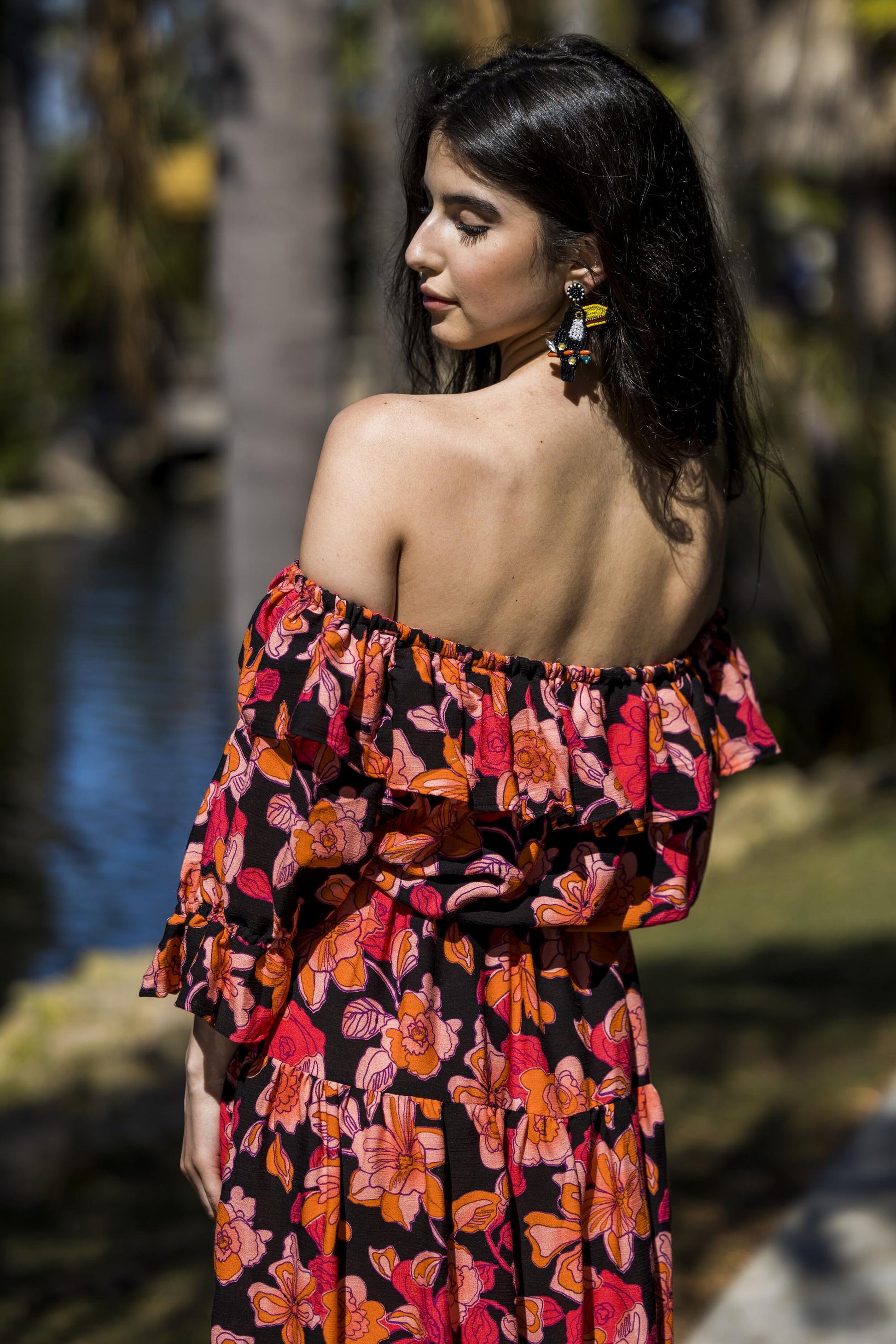 Triana, Veranda Dress, red, black, ruffles, flowy, tiered, floral, boho, jennafergrace, handmade, madeinusa