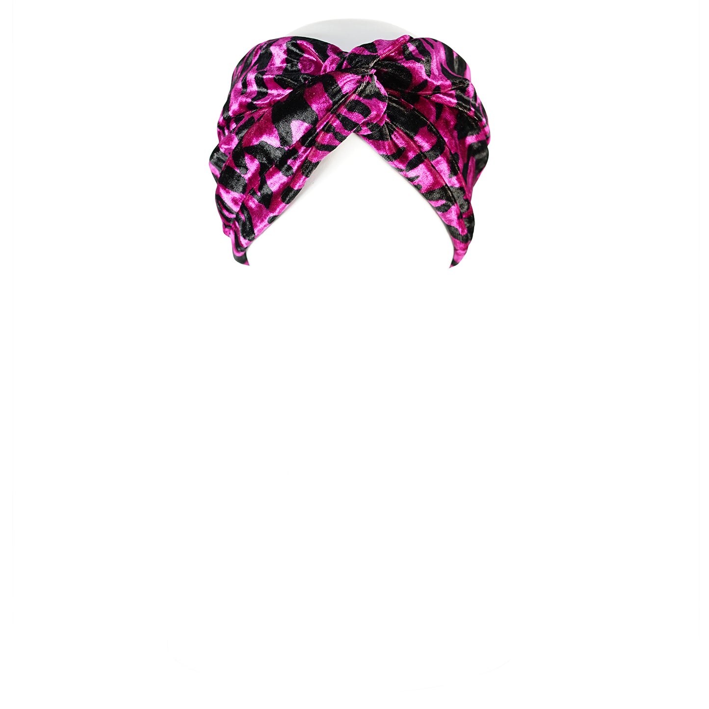 jennafer grace Vanya Fuchsia Leopard Twist Headband turban turbanesque head band magenta violet hot pink velvet velveteen boho bohemian hippie retro vintage 1920s 20s revival roaring twenties unisex handmade in california usa