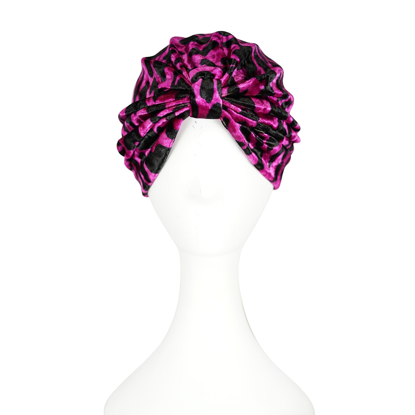 jennafer grace Vanya Fuchsia Leopard Turban headband retro hat beanie roaring twenties 1920s 20s revival flapper velvet animal print violet magenta hot pink boho bohemian hippie old hollywood romantic unisex handmade in california usa