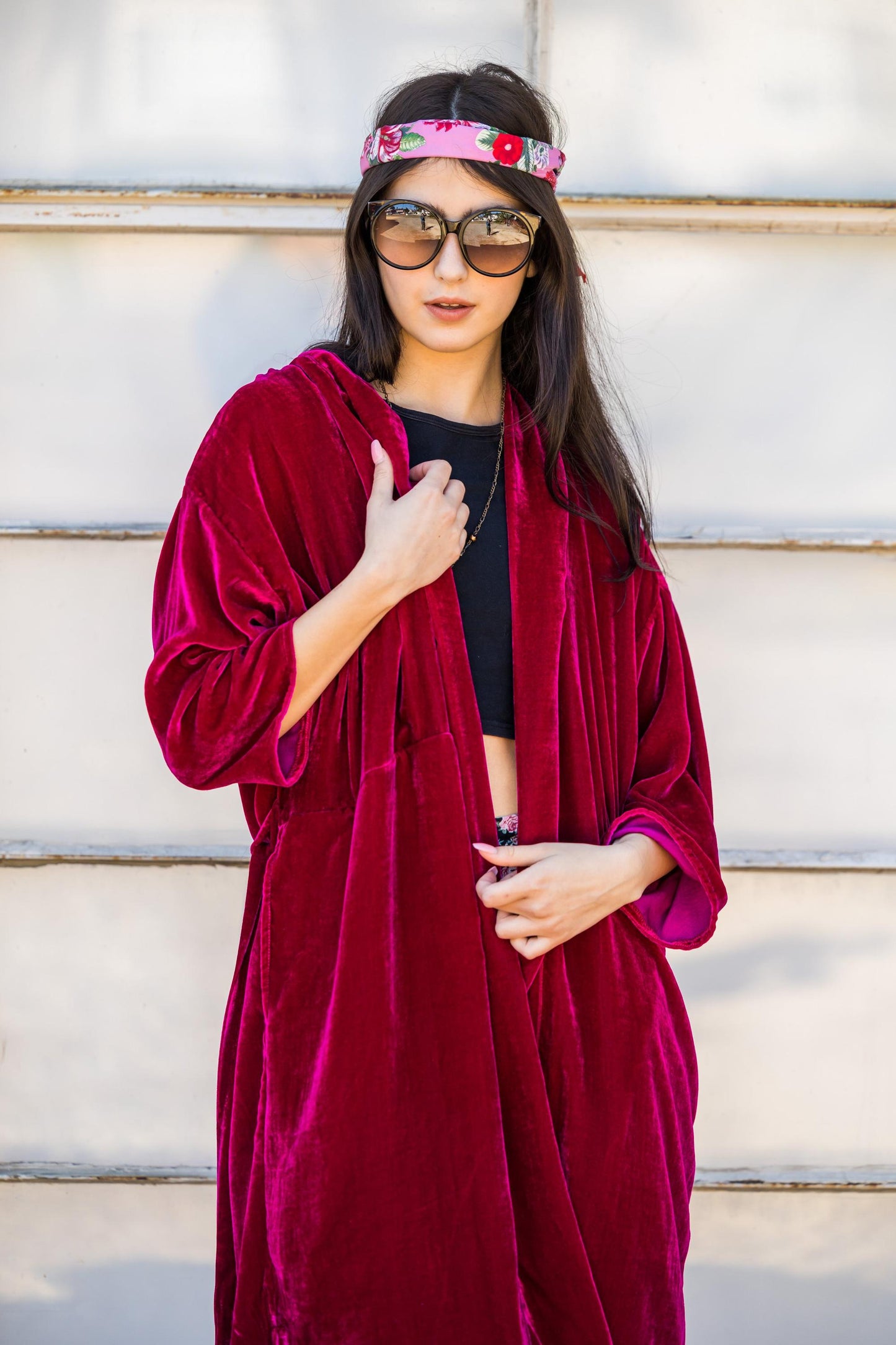 Zandra Silk Velvet Koi Kimono