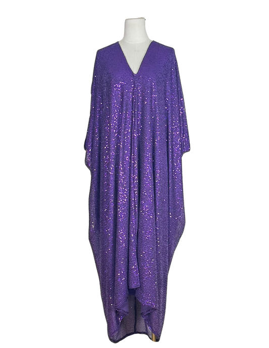 Galactic Grape Sequin Caftan Kaftan Dress