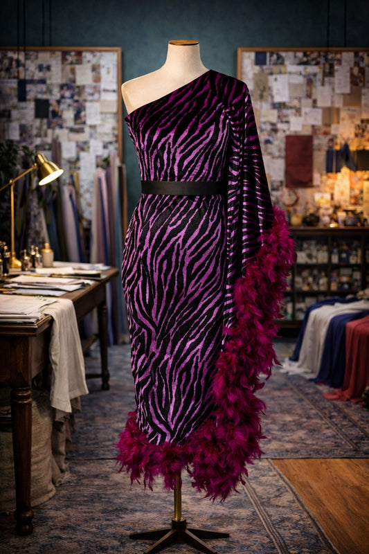 Venom One Shoulder Caftan in Fuchsia Haze PRE-ORDER
