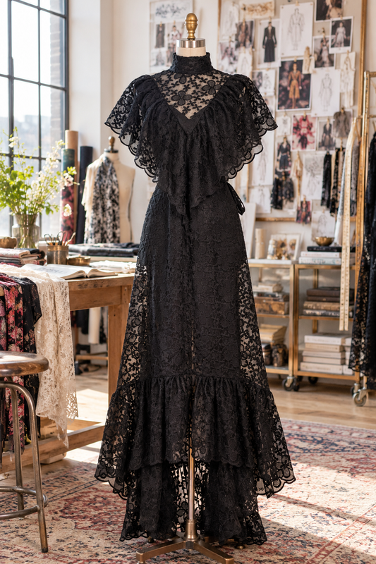 Ellie Ruffle Dress in Bandita Black PRE-ORDER