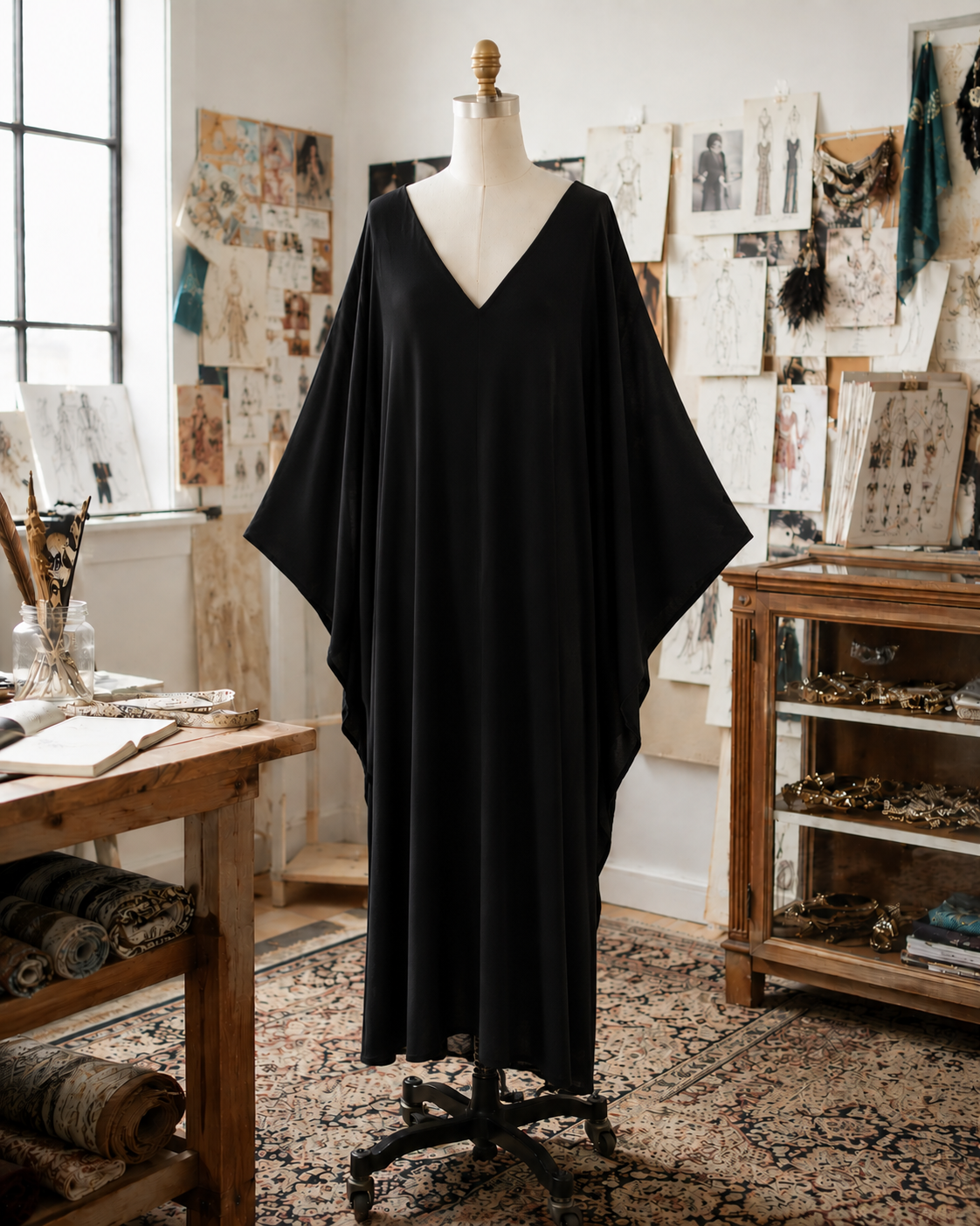 Allegra Caftan in Onyx Aura