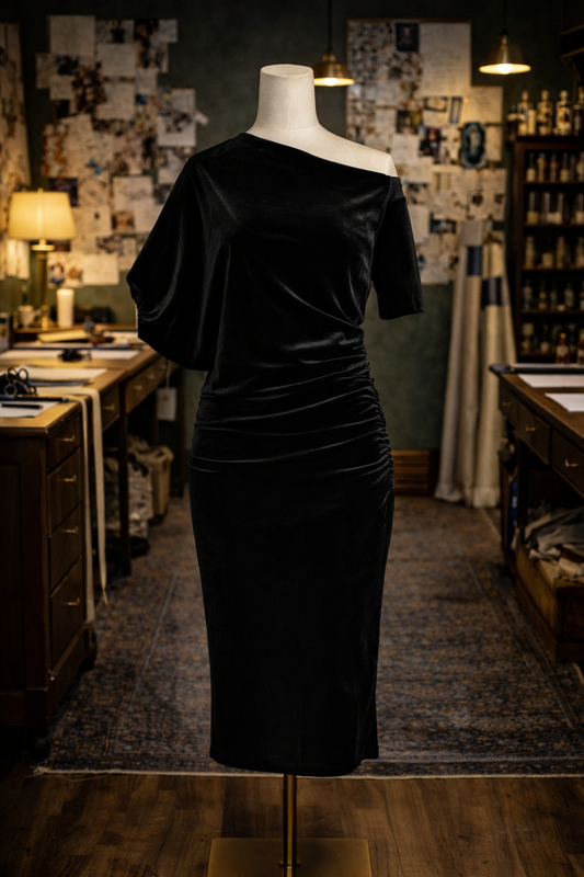 Onyx Velvet Angle Dress