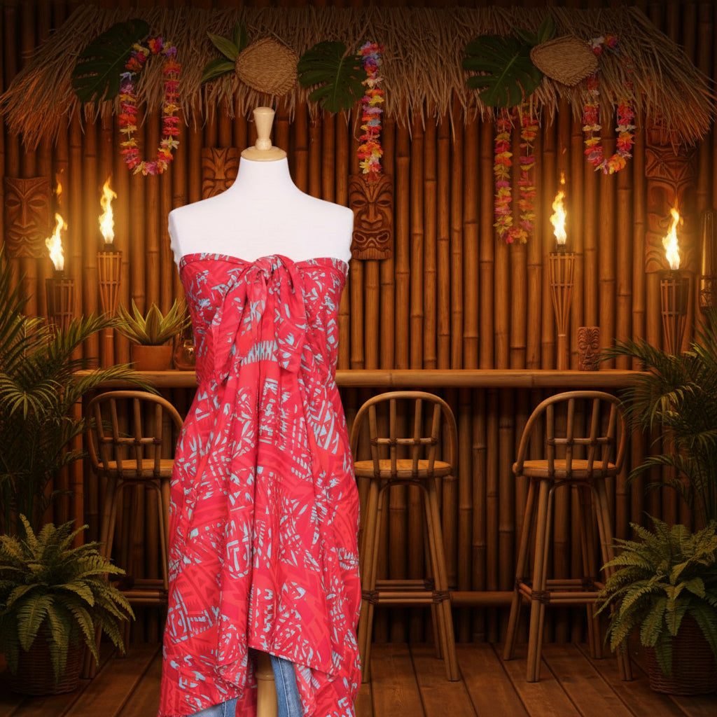 Red Tiki Sarong Scarf