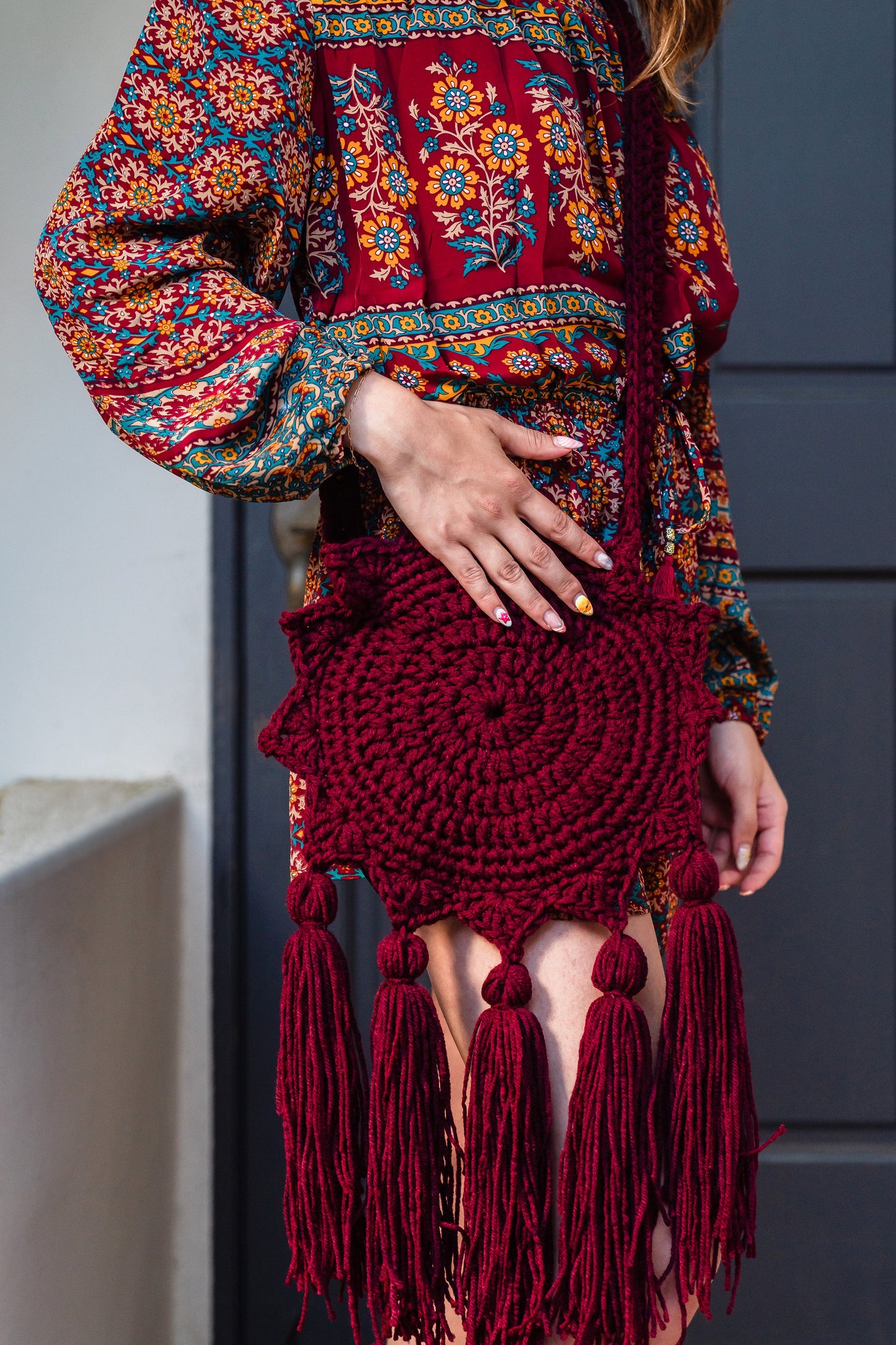 Boho Sun Bag in Wine Handmade By Jazmin