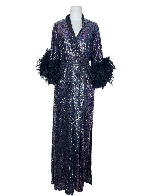 Marlene Wrap Dress in Black Amethyst PRE-ORDER