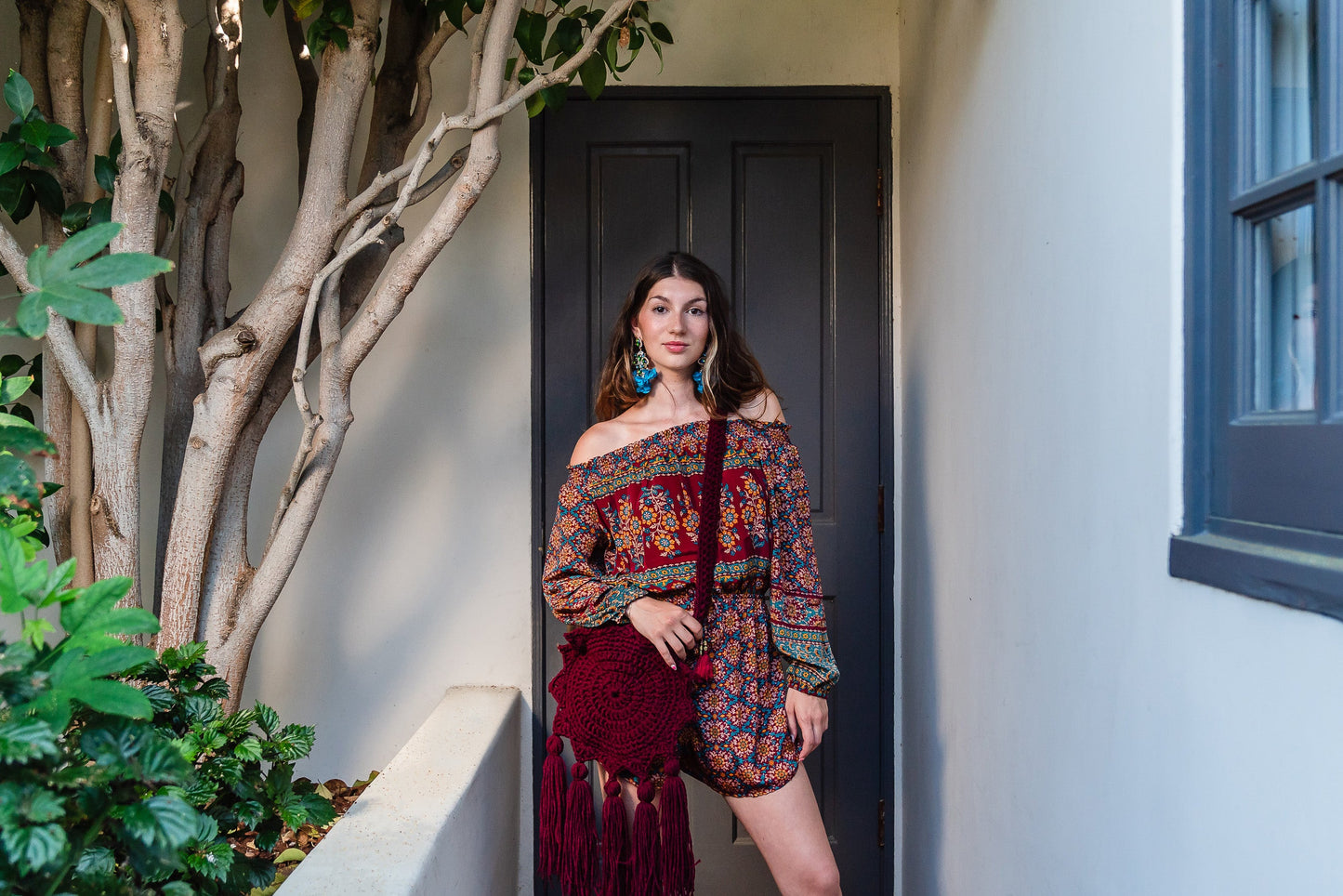 Boho Sun Bag in Wine Handmade By Jazmin