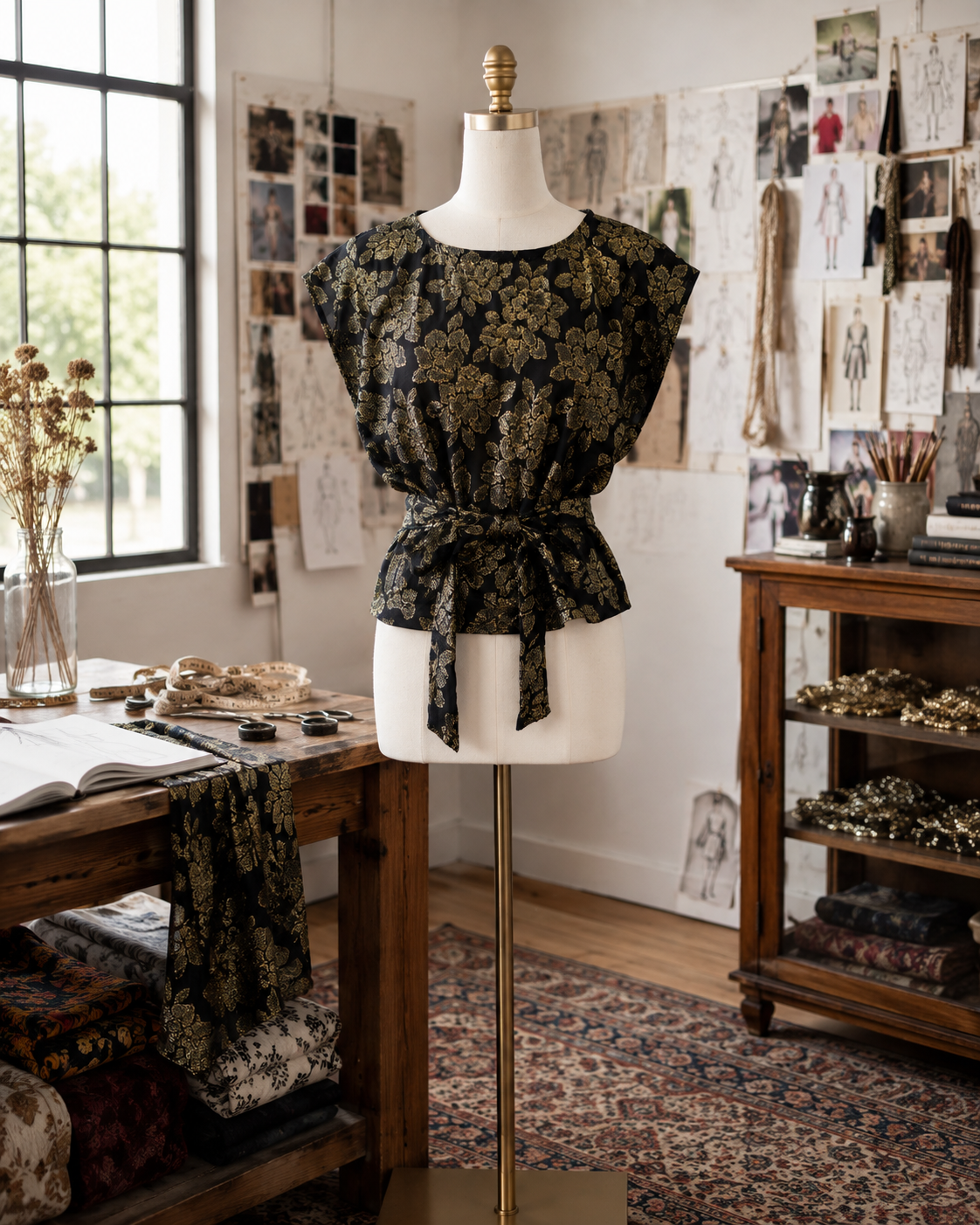 June Top in Noir Botanique PRE-ORDER