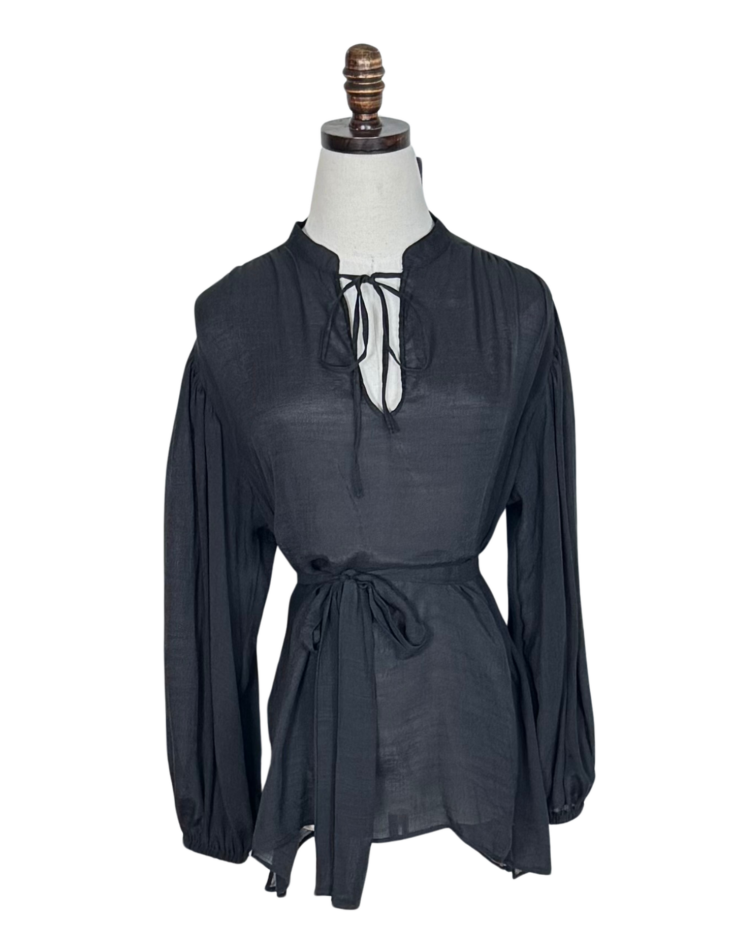 Clara Bishop Sleeve Blouse in Ebony