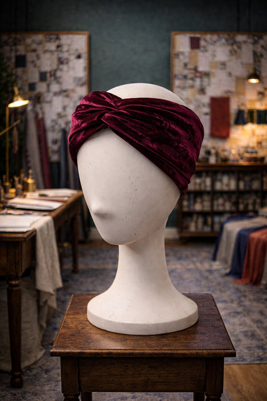 Burgundy Velvet Twist Headband