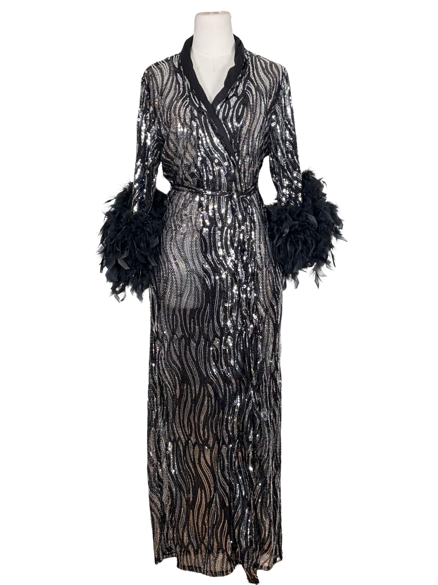 Marlene Wrap Dress in Champagne Noir